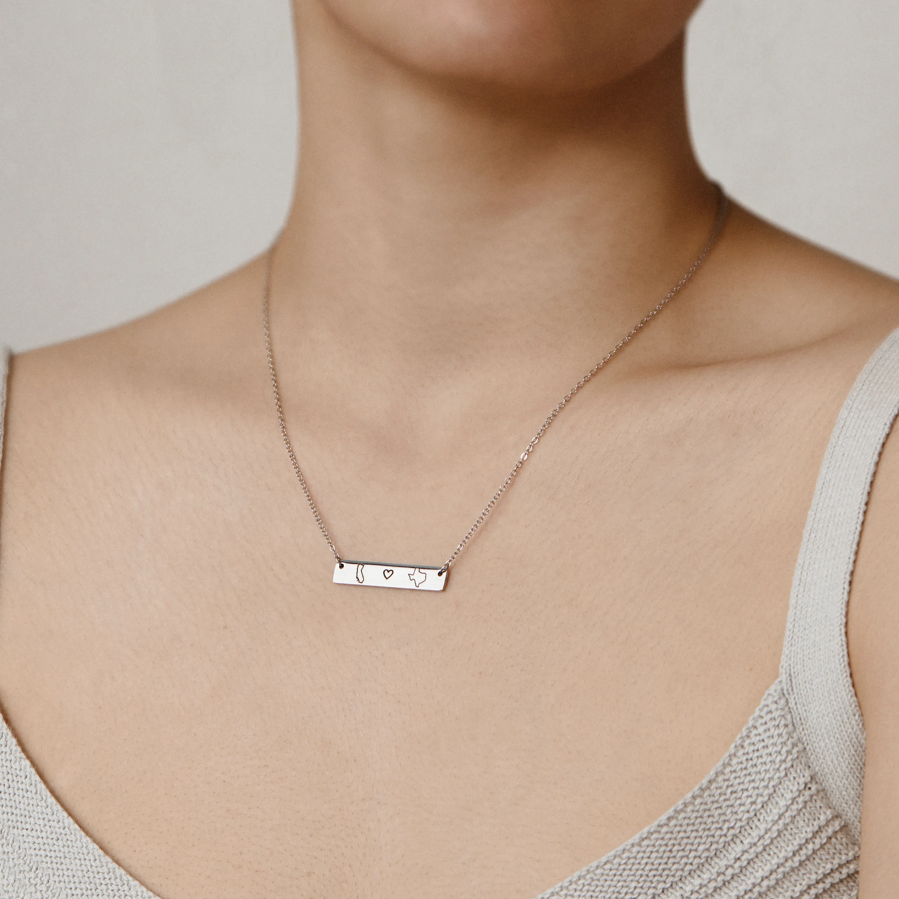 Long Distance Bar Necklace