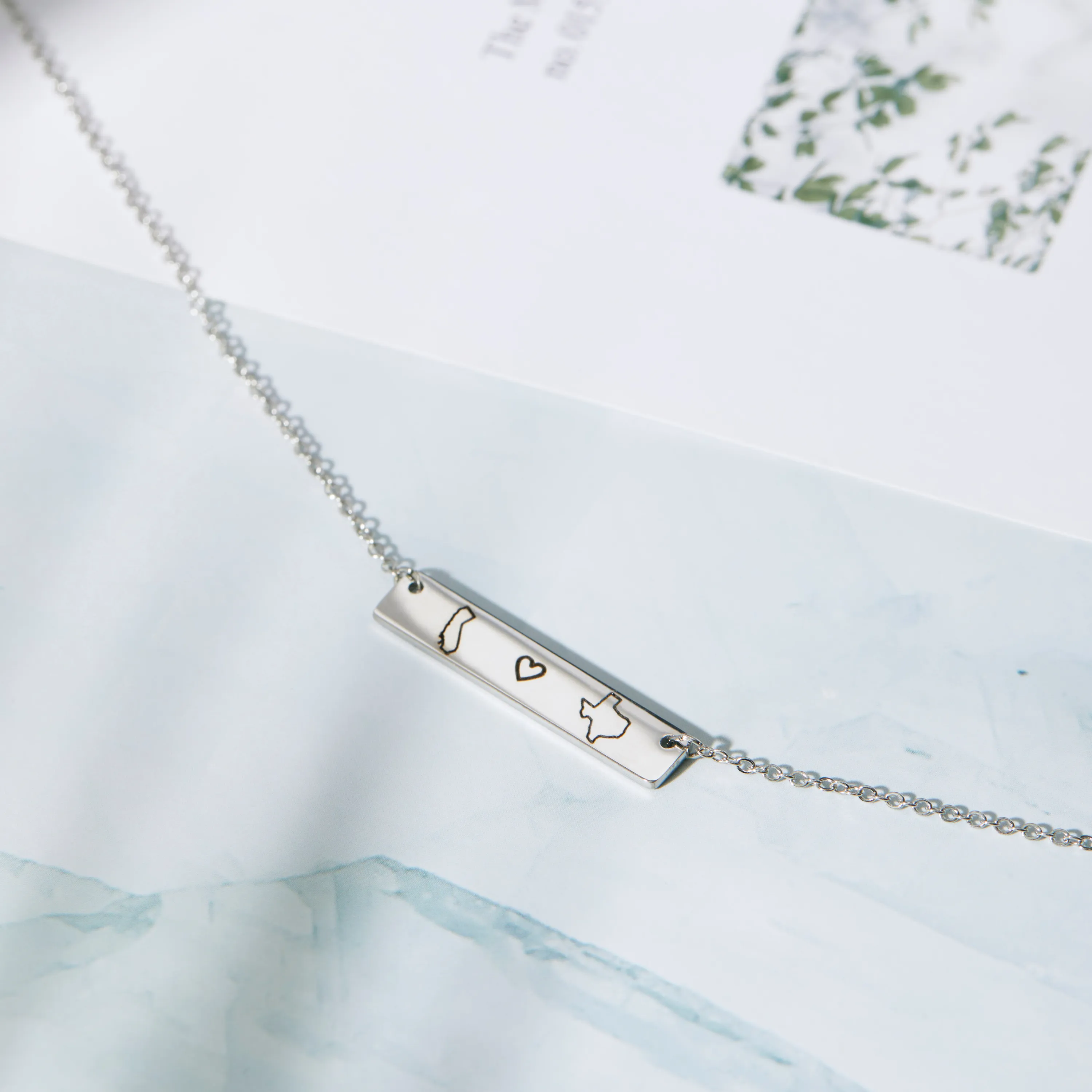 Long Distance Bar Necklace