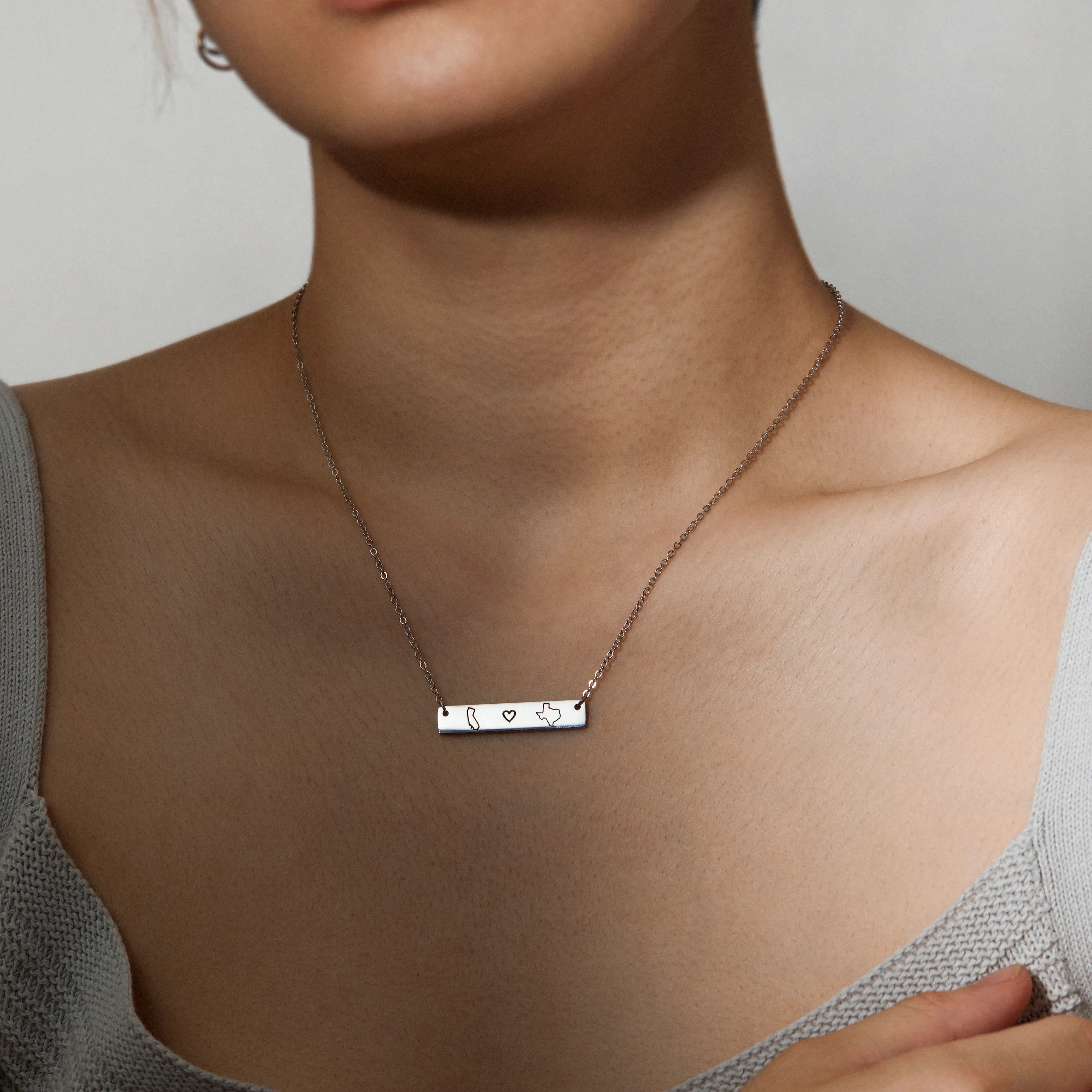 Long Distance Bar Necklace