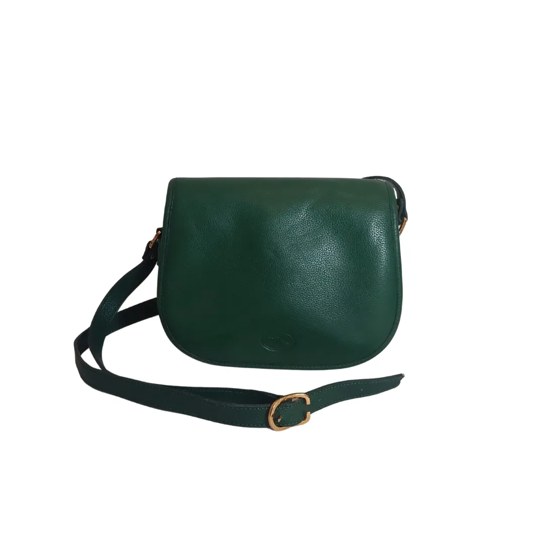 Longchamp Green Leather Saddle Crossbody Bag | Pre loved |