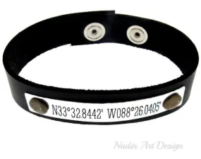 Men's Gift - Latitude Longitude Bracelet Cuff for Men