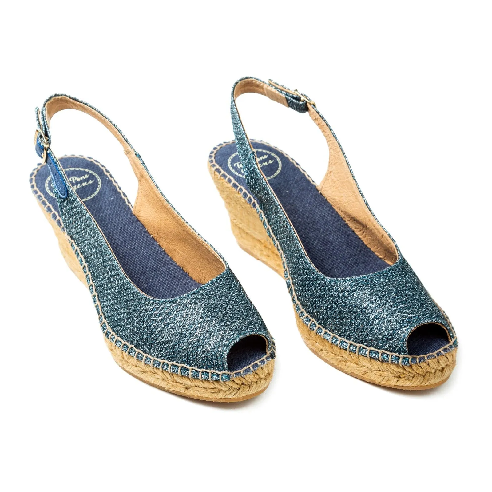 Metallic Cushioned Cotton Wedge Espadrille for Women - Calafell