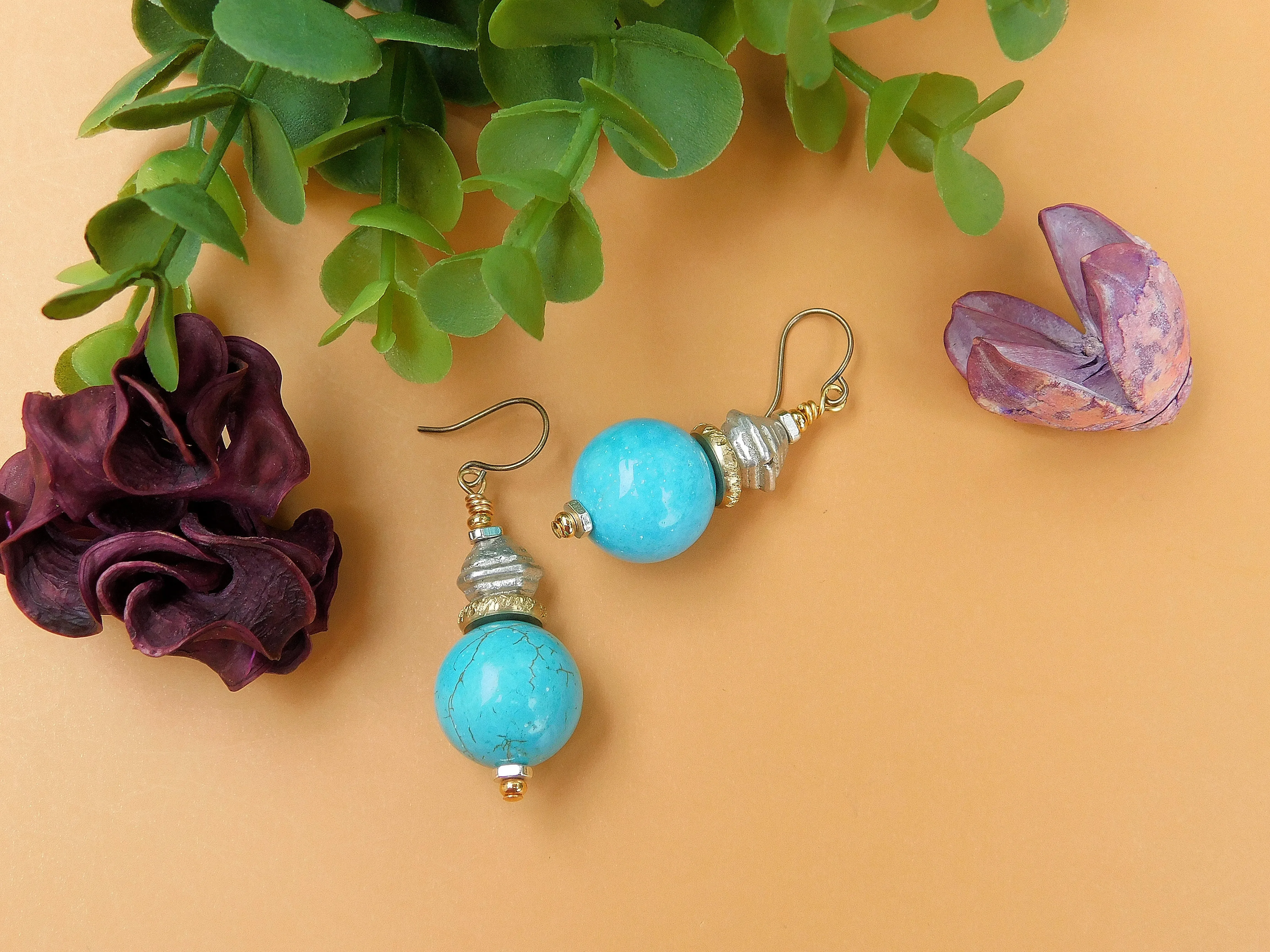 Mixed Metal Turquoise Earrings