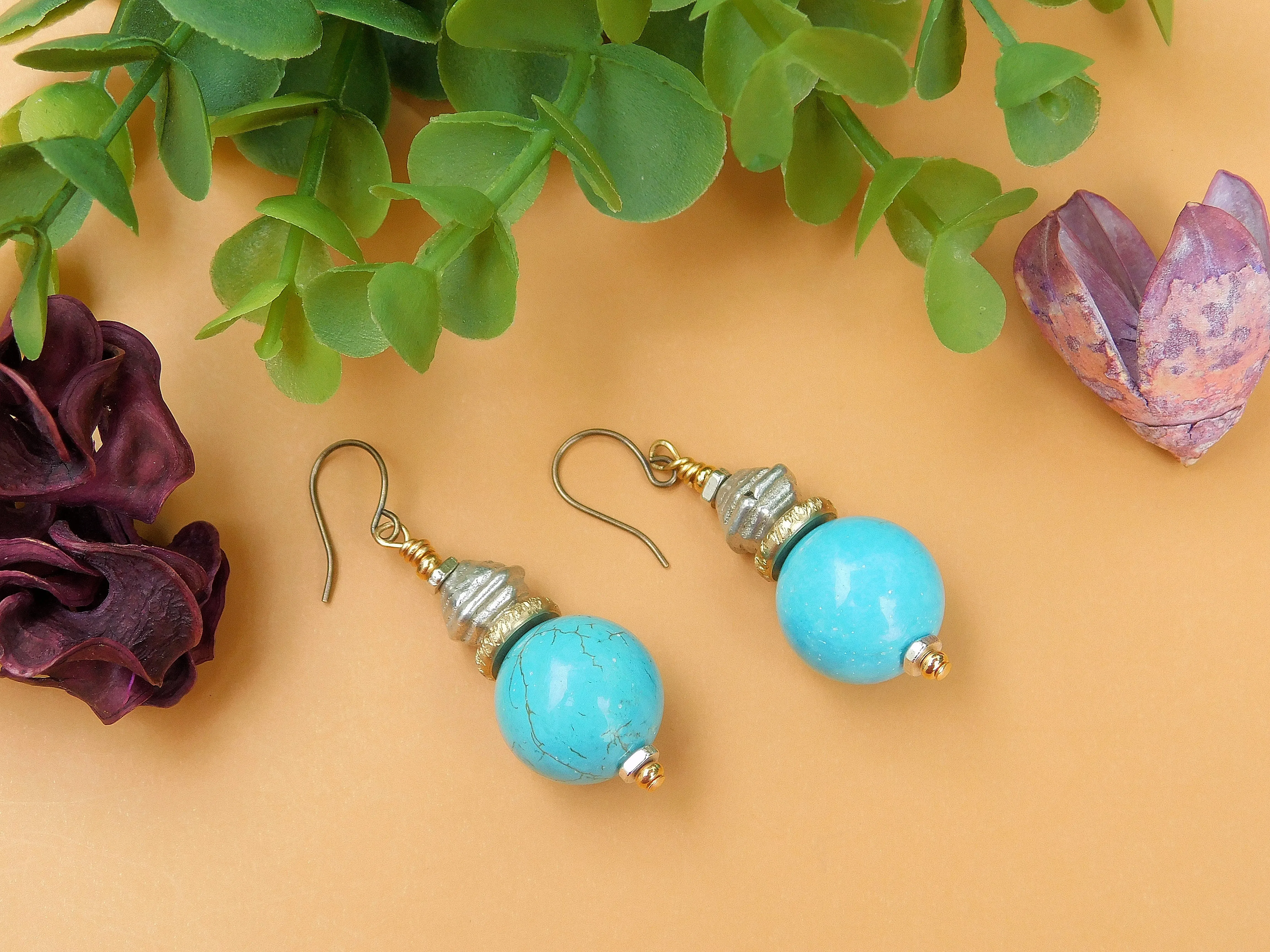 Mixed Metal Turquoise Earrings