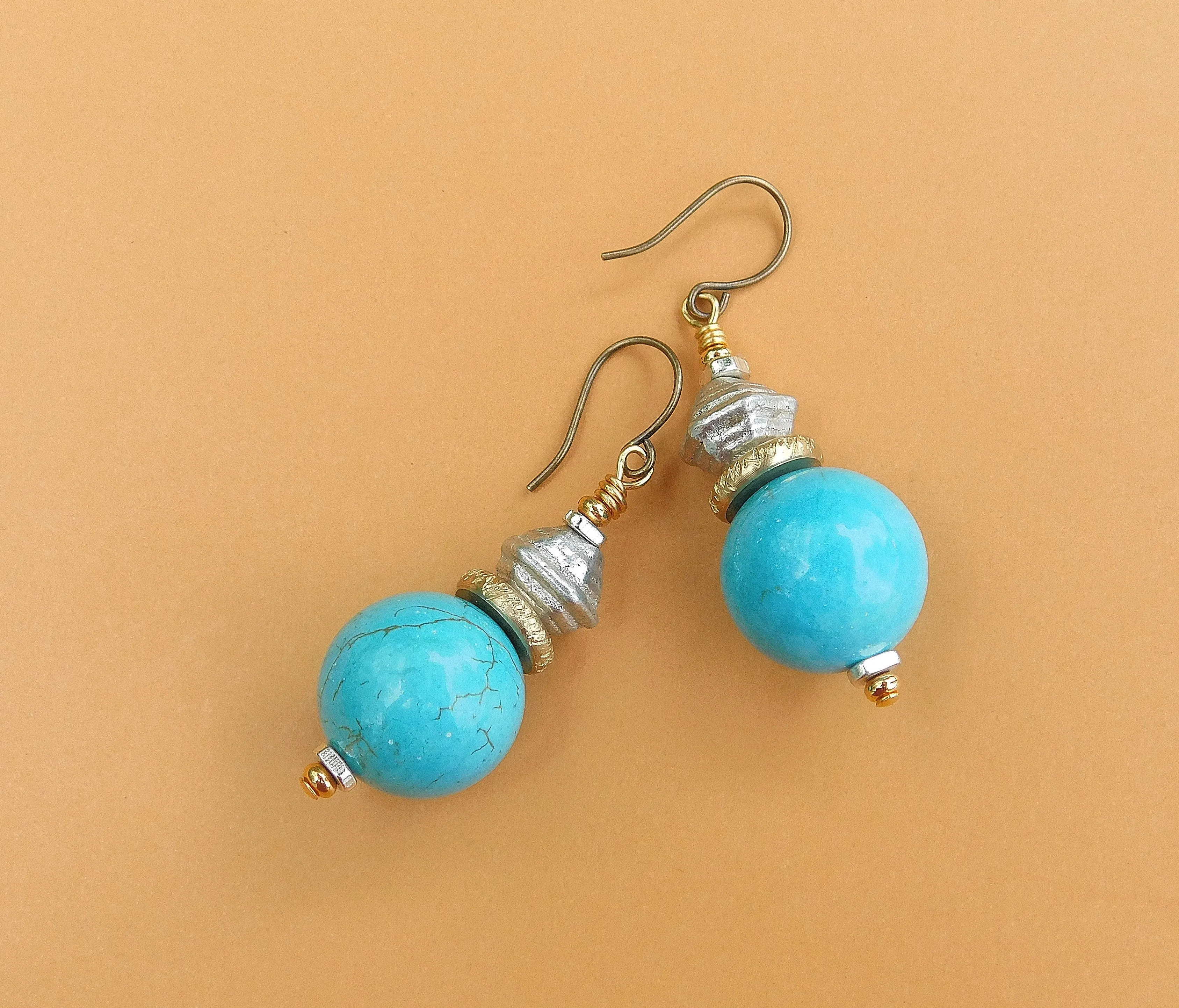 Mixed Metal Turquoise Earrings