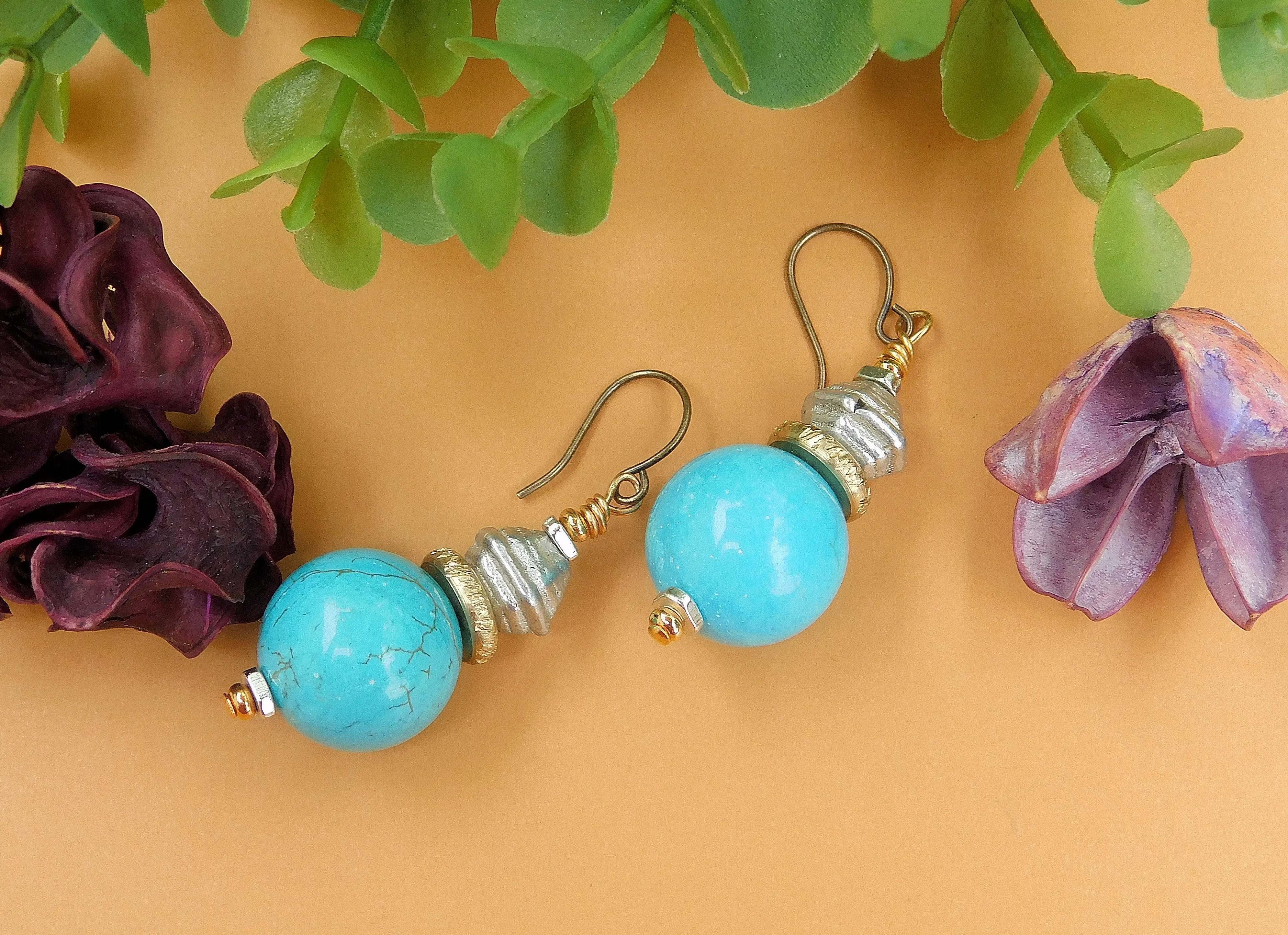 Mixed Metal Turquoise Earrings