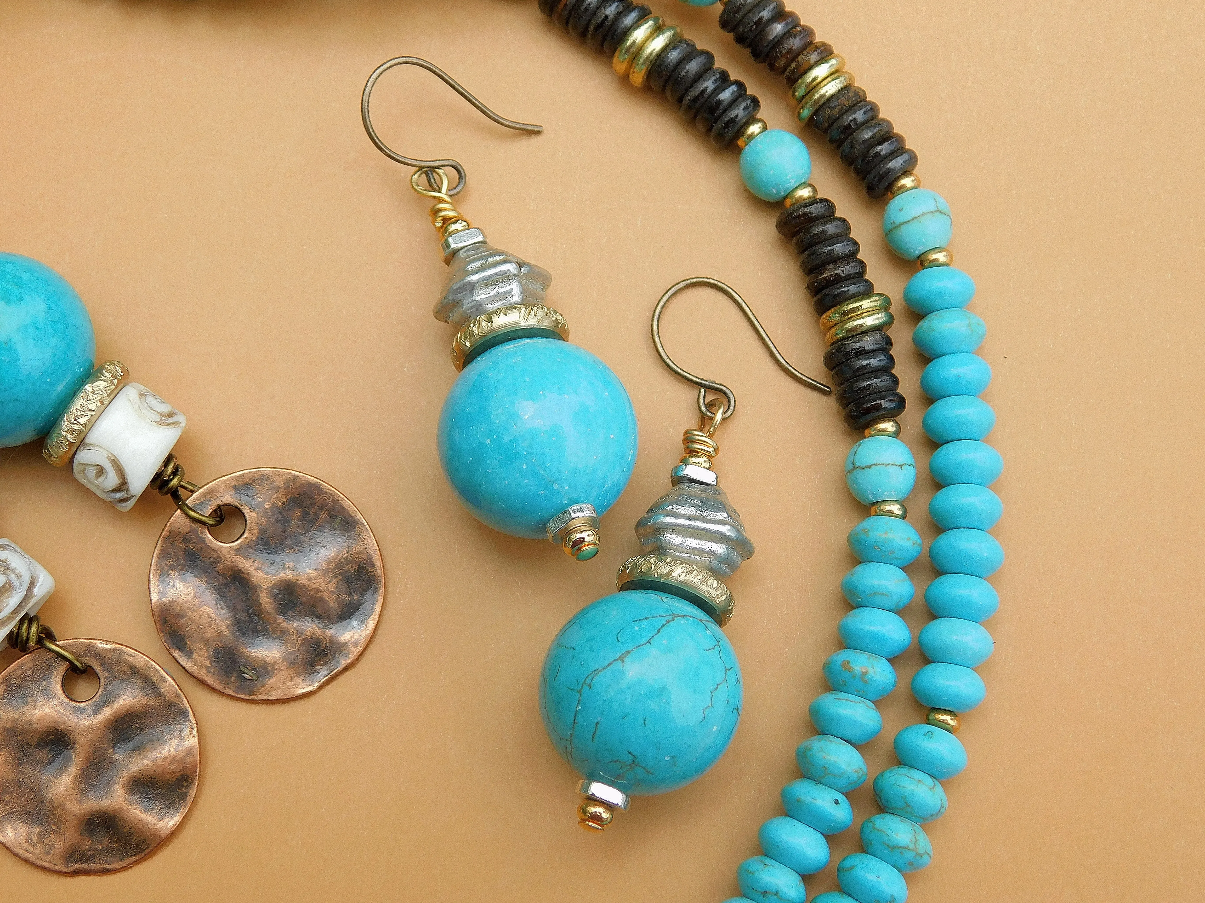 Mixed Metal Turquoise Earrings