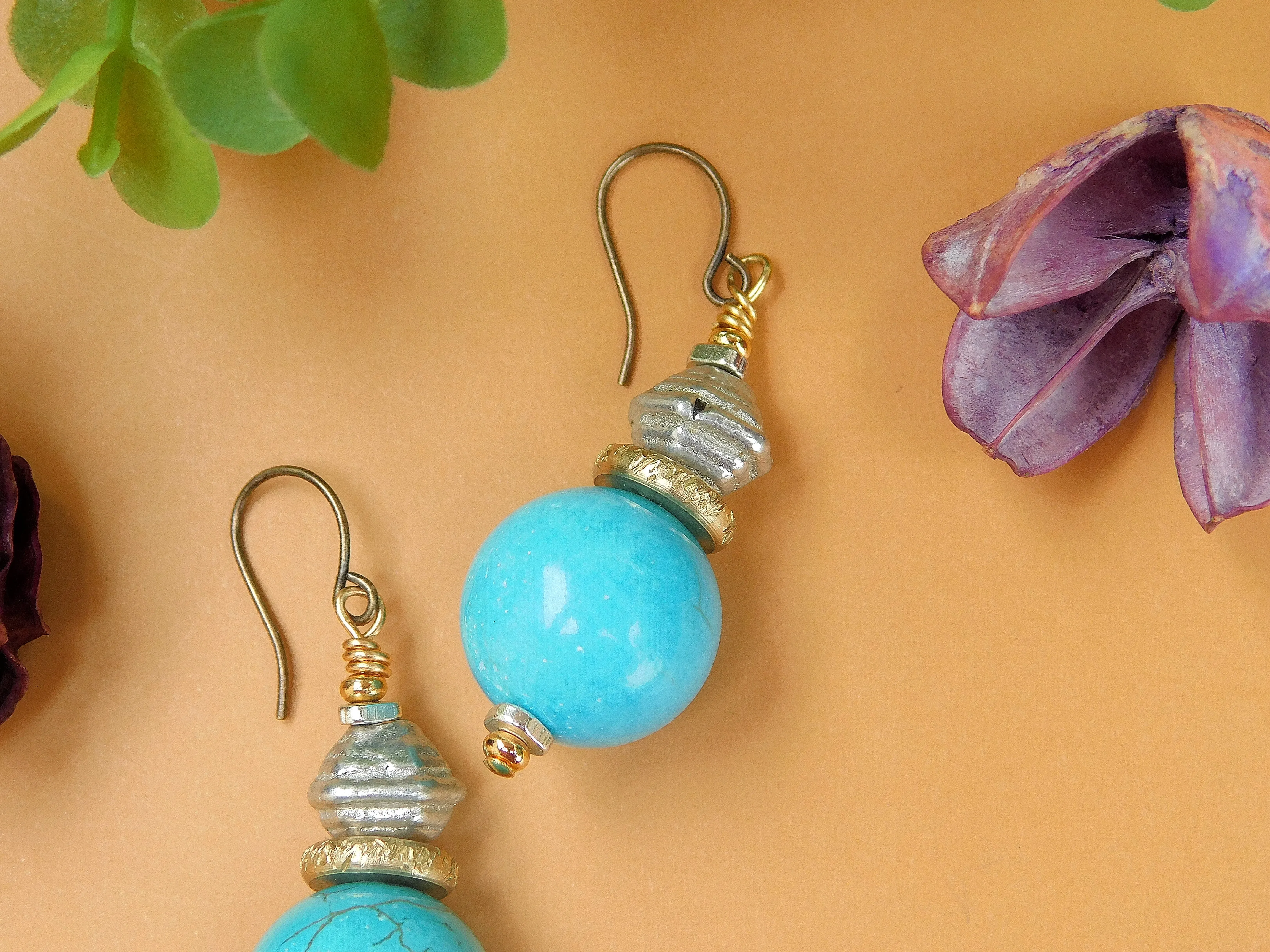 Mixed Metal Turquoise Earrings