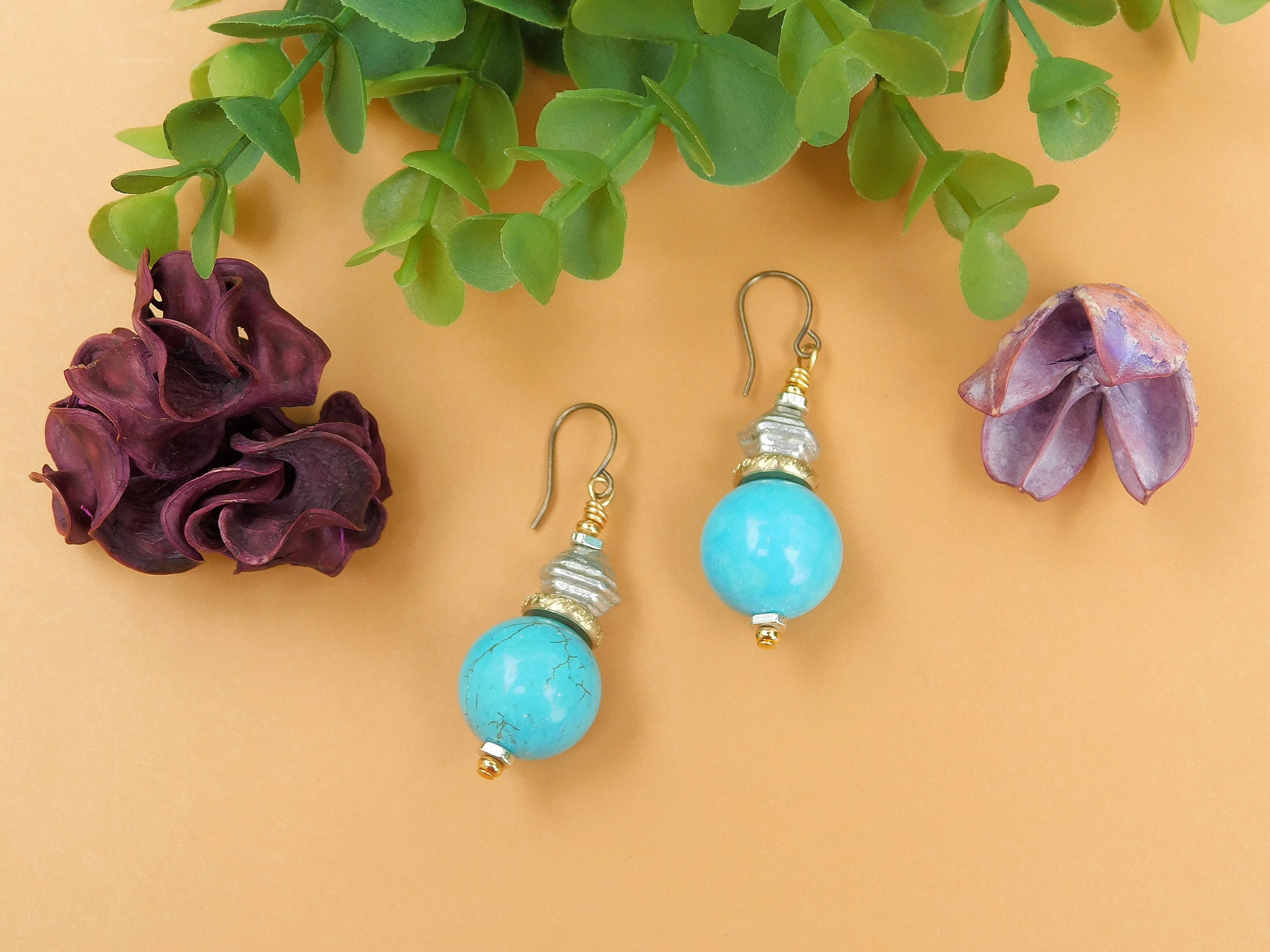 Mixed Metal Turquoise Earrings