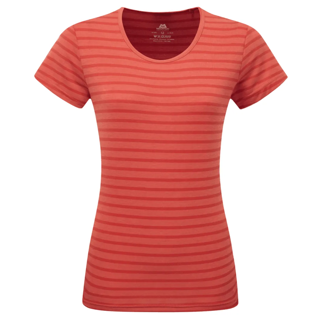 Mountain Equipment Women's Groundup Stripe Technical Tee (Rosewood Stripe)