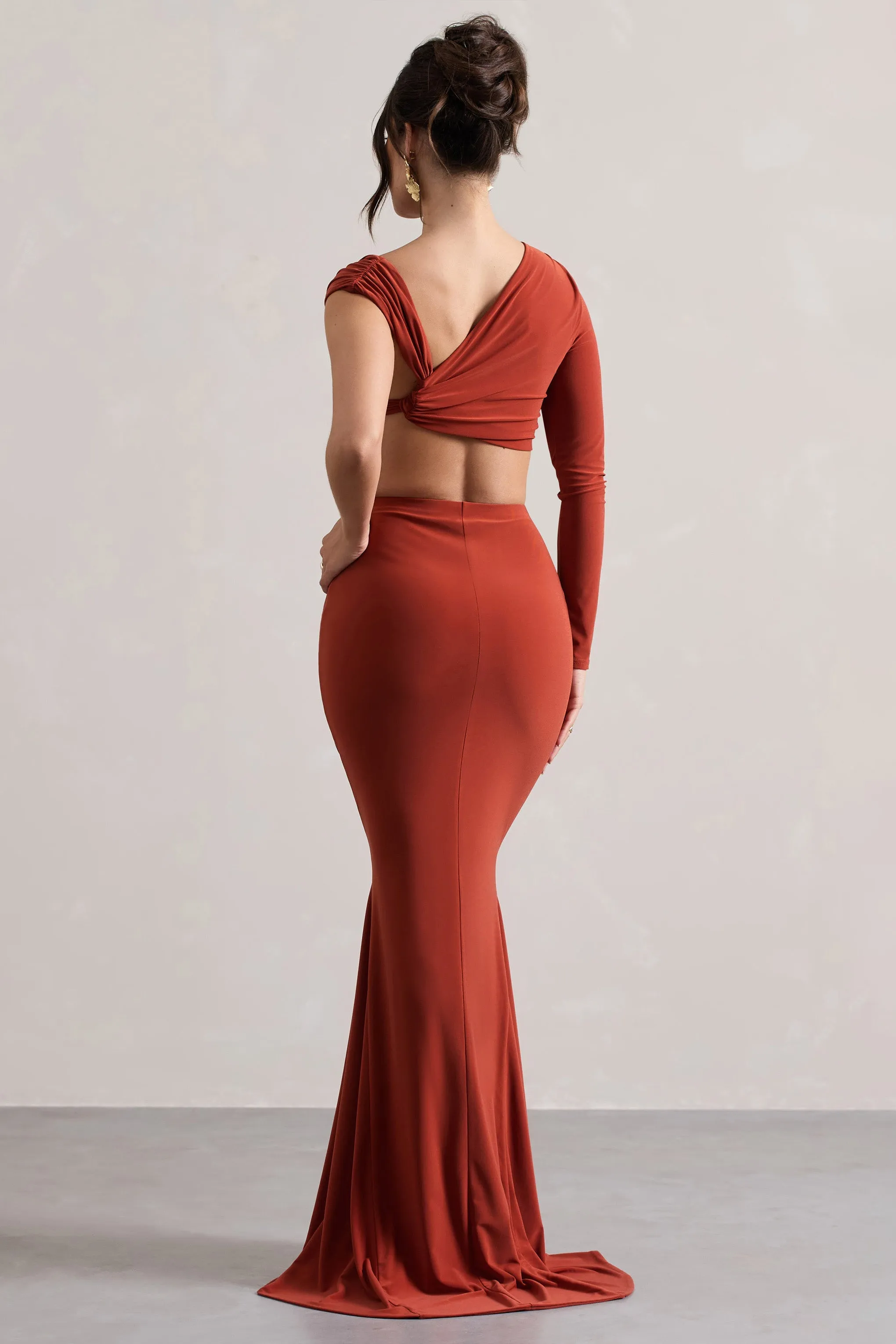 Neomie | Terracotta Fishtail Maxi Skirt