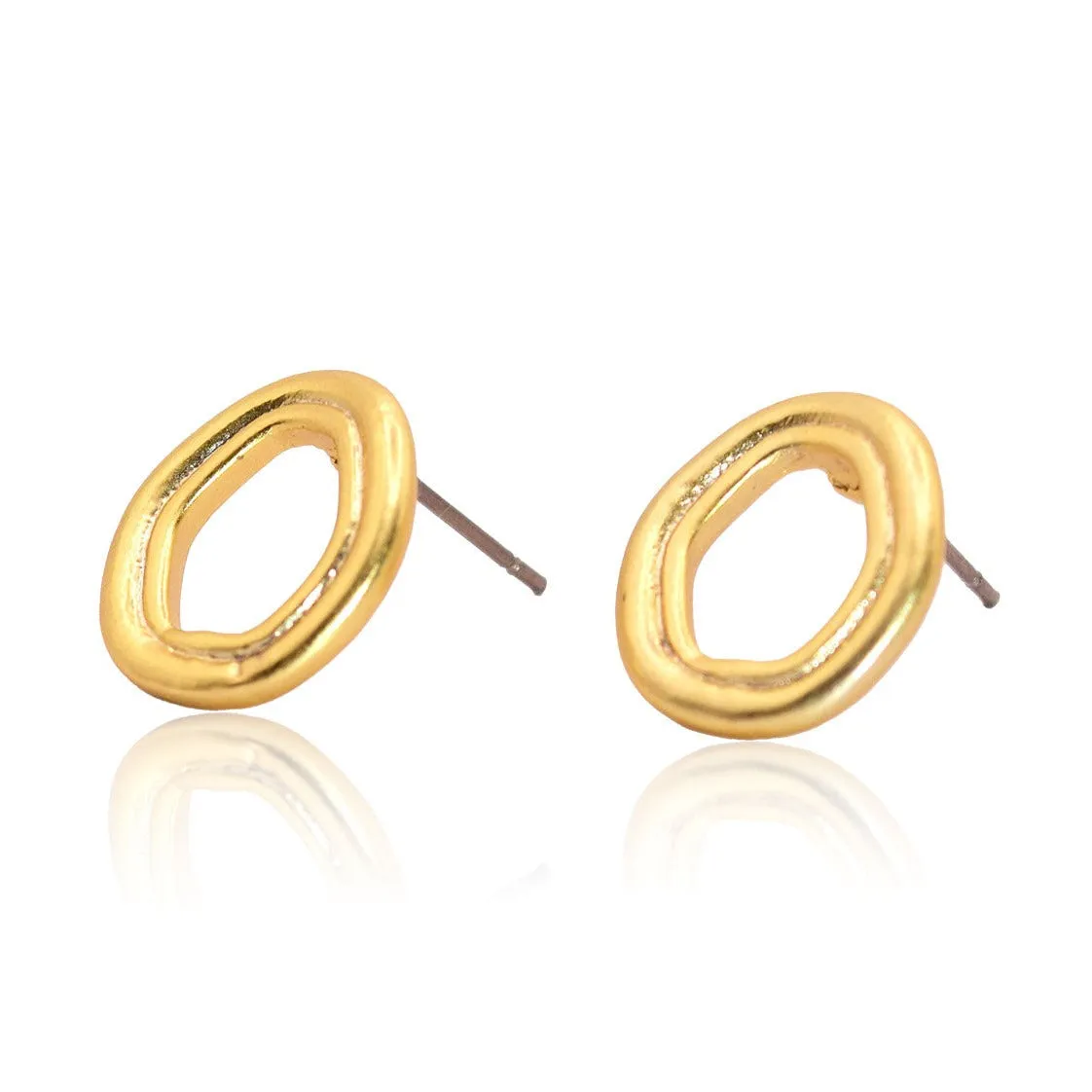 Oblong frame stud earrings