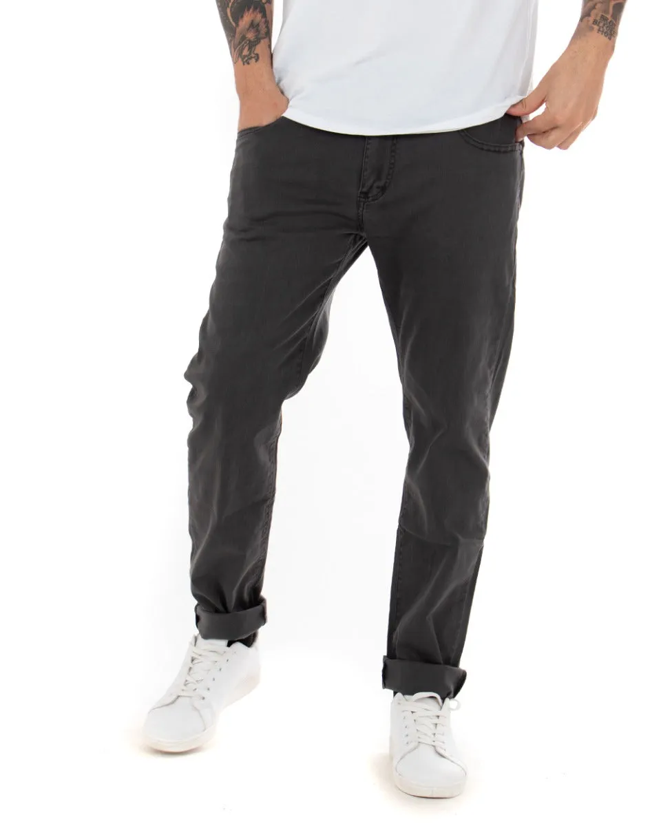 Pantaloni Uomo Cinque Tasche Grigio Basic Casual GIOSAL-P5073A