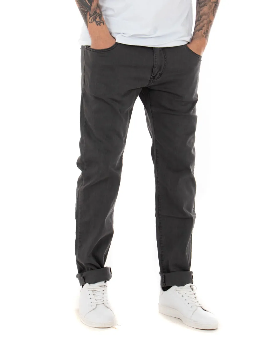 Pantaloni Uomo Cinque Tasche Grigio Basic Casual GIOSAL-P5073A