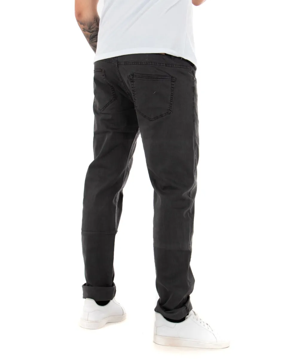 Pantaloni Uomo Cinque Tasche Grigio Basic Casual GIOSAL-P5073A