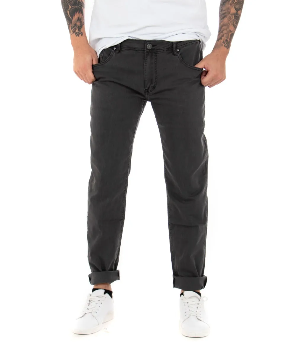 Pantaloni Uomo Cinque Tasche Grigio Basic Casual GIOSAL-P5073A