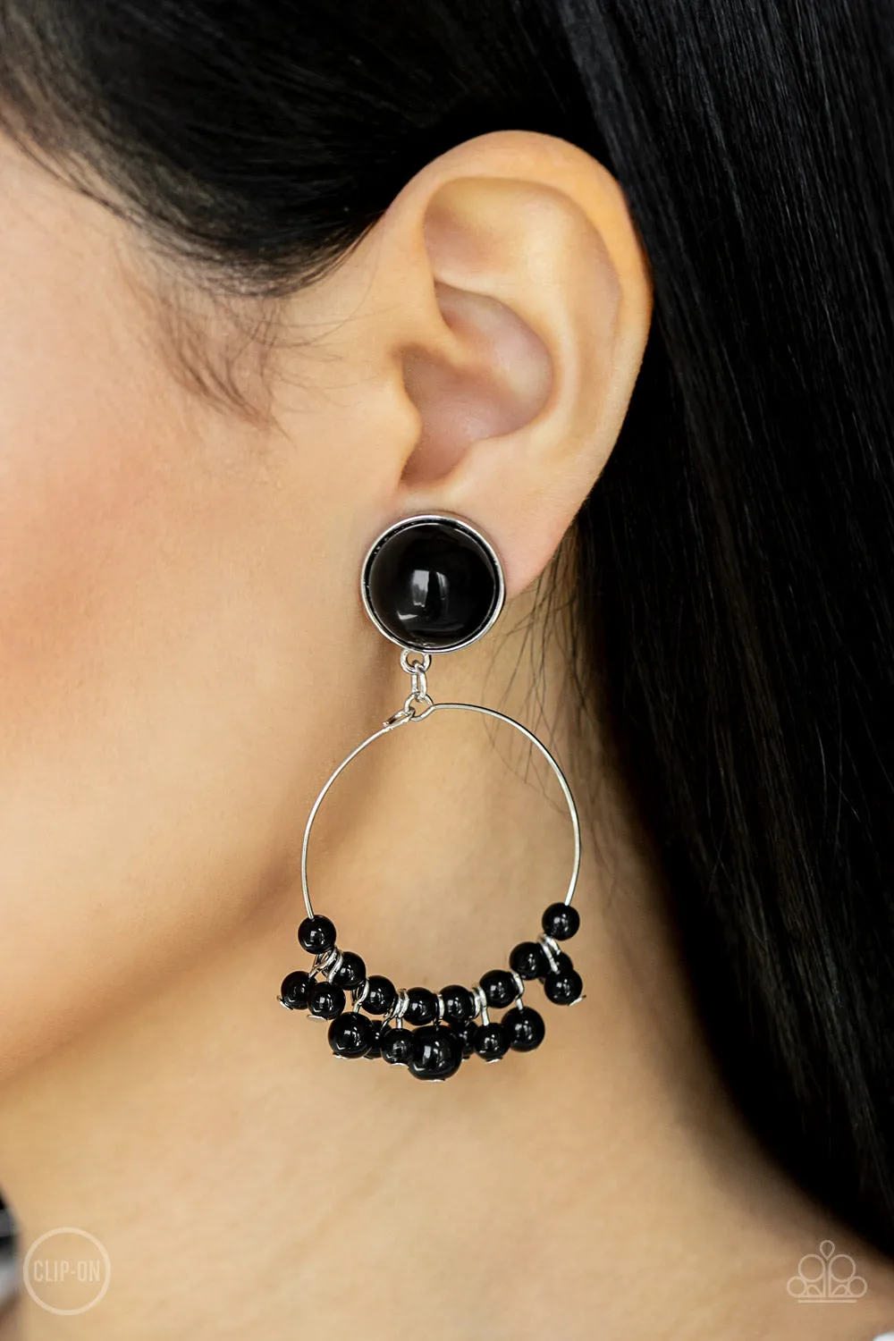 Paparazzi Cabaret Charm - Black Clip-On Earring