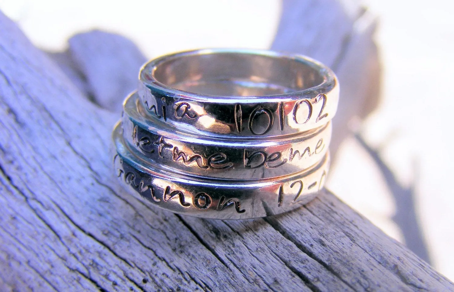 Personalized Name Ring, Stackable Handstamped Mother's Ring, Engraved Ring, Mother's Day, Sterling Silver Memory Keepsake Ring