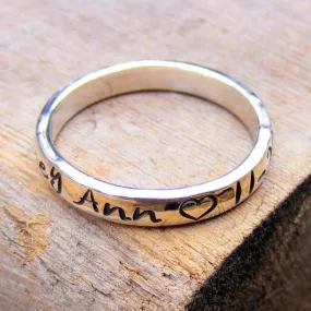 Personalized Name Ring, Stackable Handstamped Mother's Ring, Engraved Ring, Mother's Day, Sterling Silver Memory Keepsake Ring