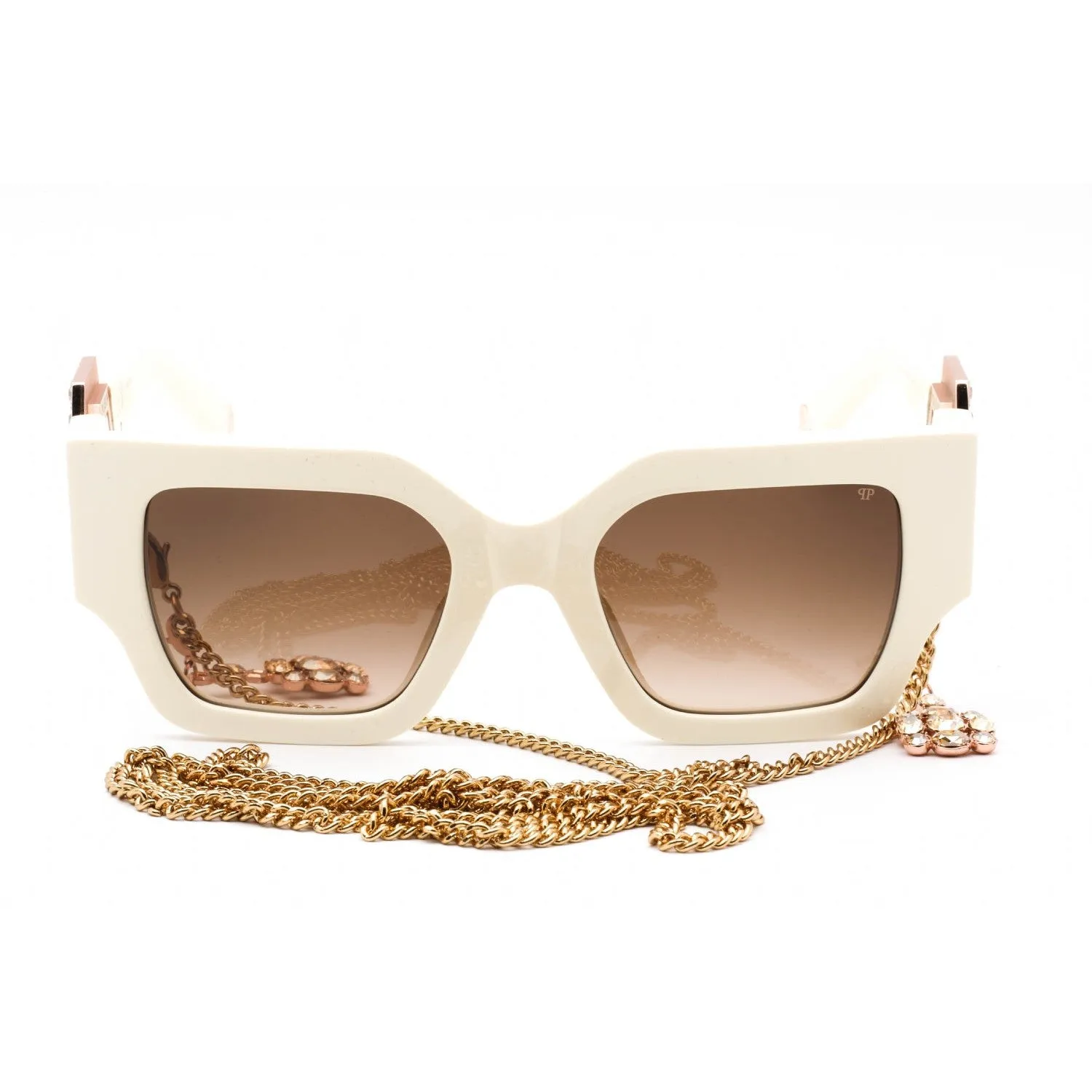 Philipp Plein SPP103S Sunglasses Ivory / Brown Gradient Women's