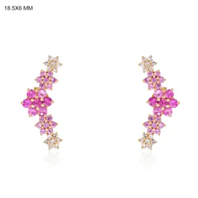 Pink Ombre Flower Crawlers PAIR Earrings