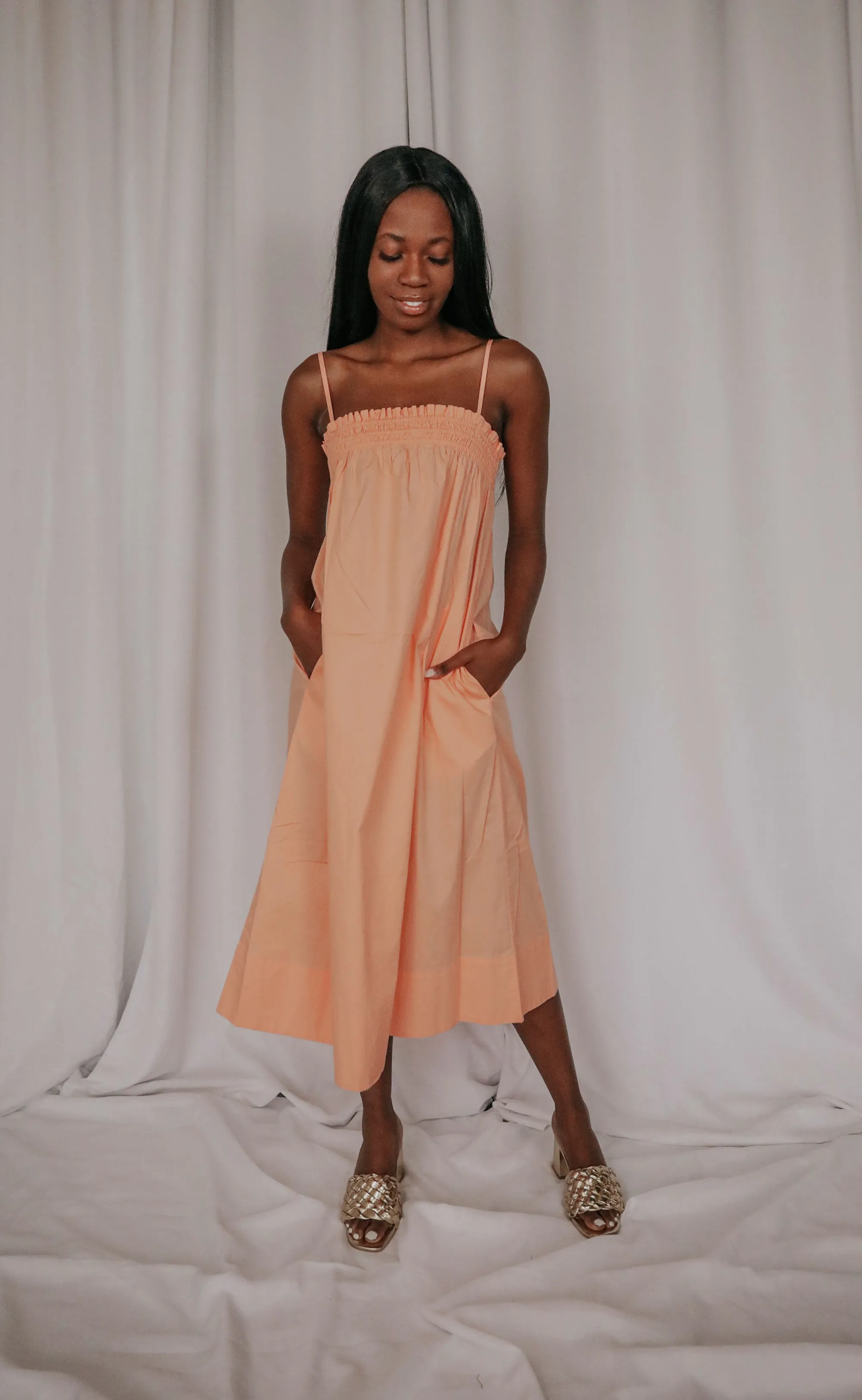 pistola: farrah ruffle top dress - sherbet