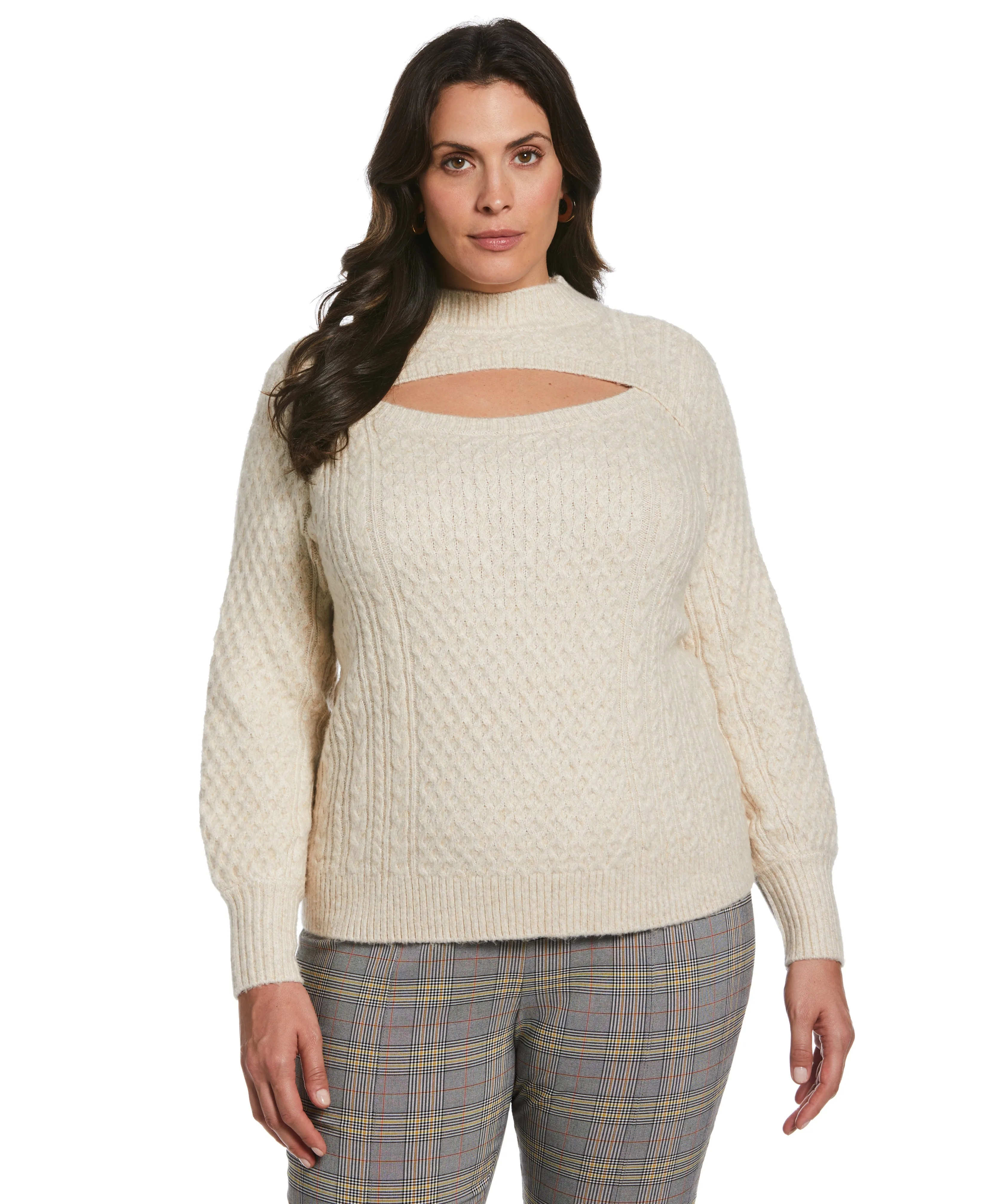 Plus Size Cut-Out Cable Knit Sweater