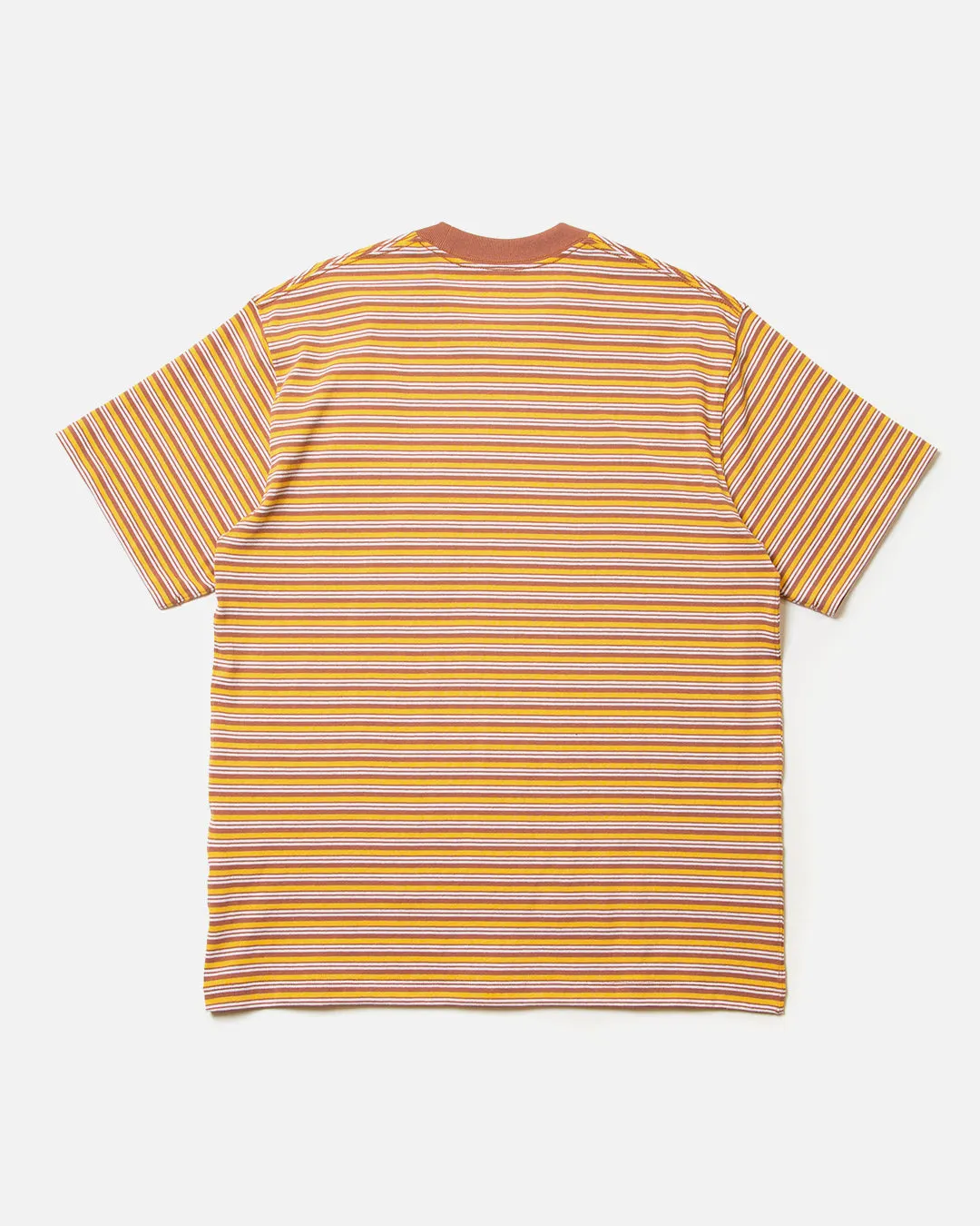 Pocket T-shirt - Mustard / Brown Stripe