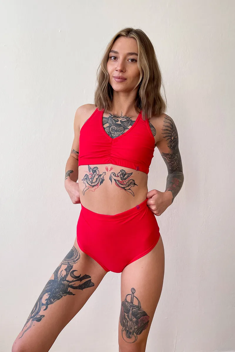 Pole Addict Scrunch Butt Basic High Waist Shorts - Red