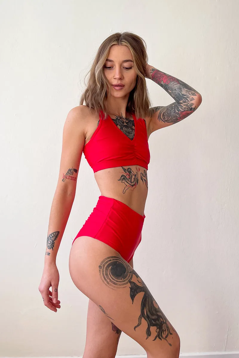 Pole Addict Scrunch Butt Basic High Waist Shorts - Red