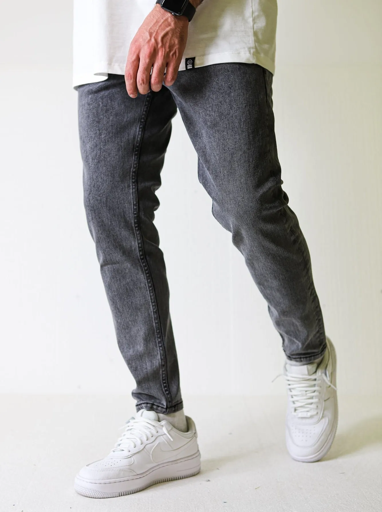 Premium Basic Grey Fade Slim-fit Jeans