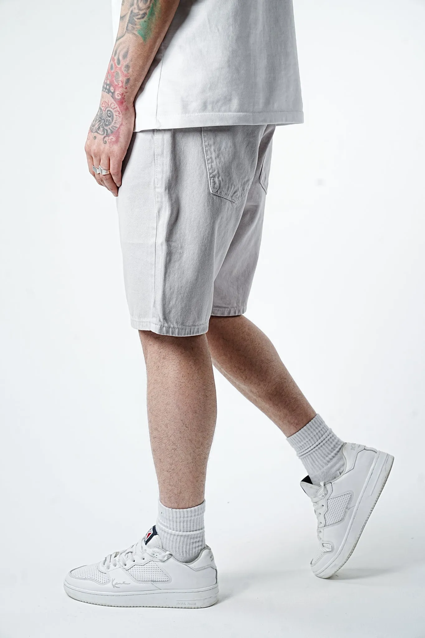 Premium Basic Light Grey Denim Shorts