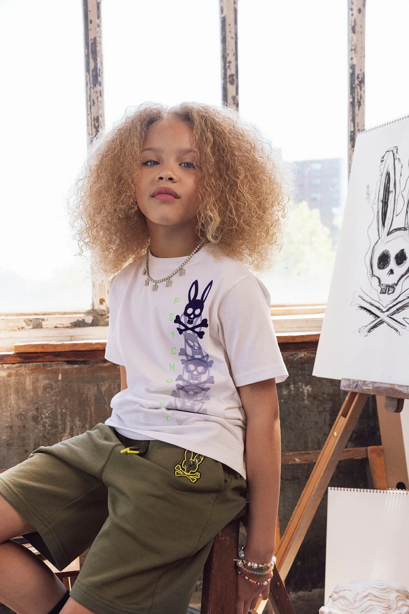 Psycho Bunny Kids Hudson Bunny Logo Tee - White