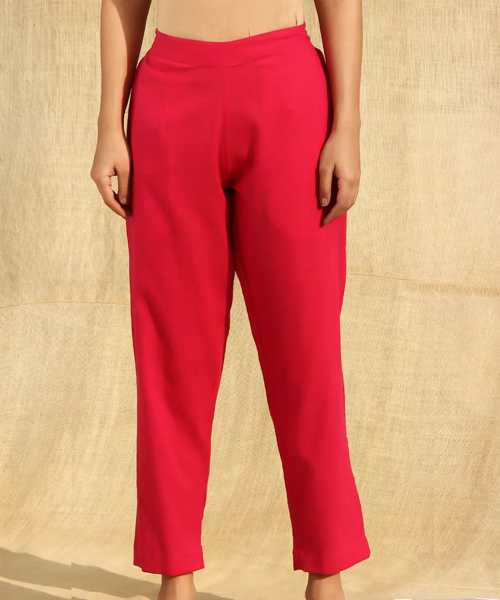 Red handwoven cotton slub pant