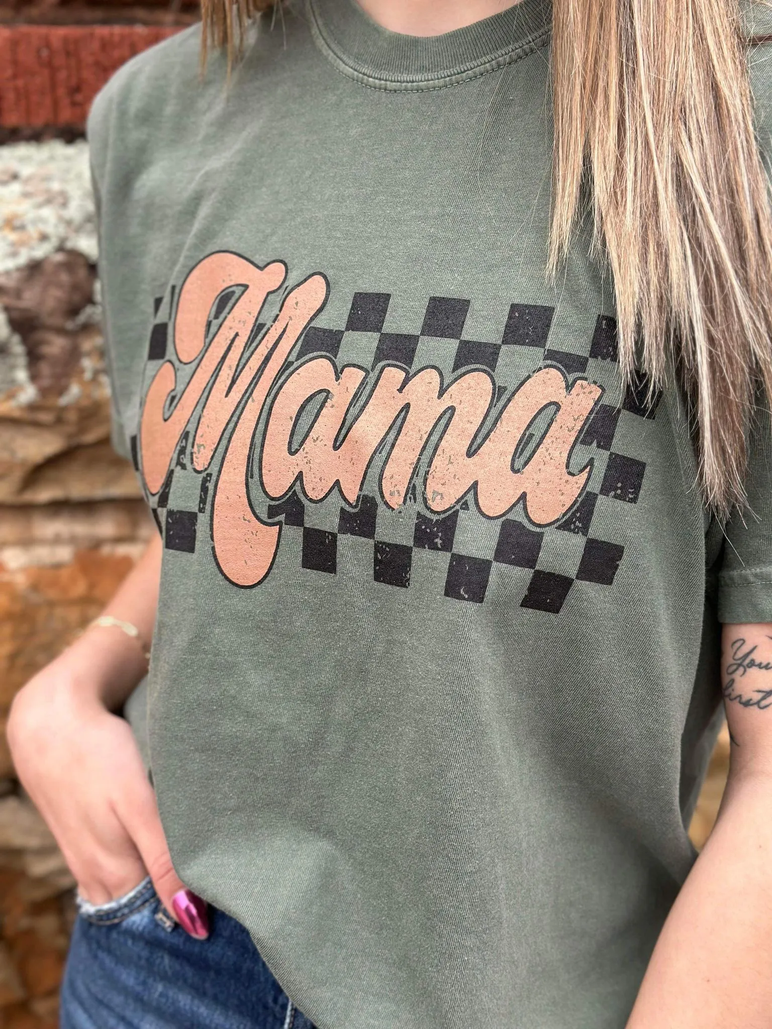 Retro Checkered Mama Tee