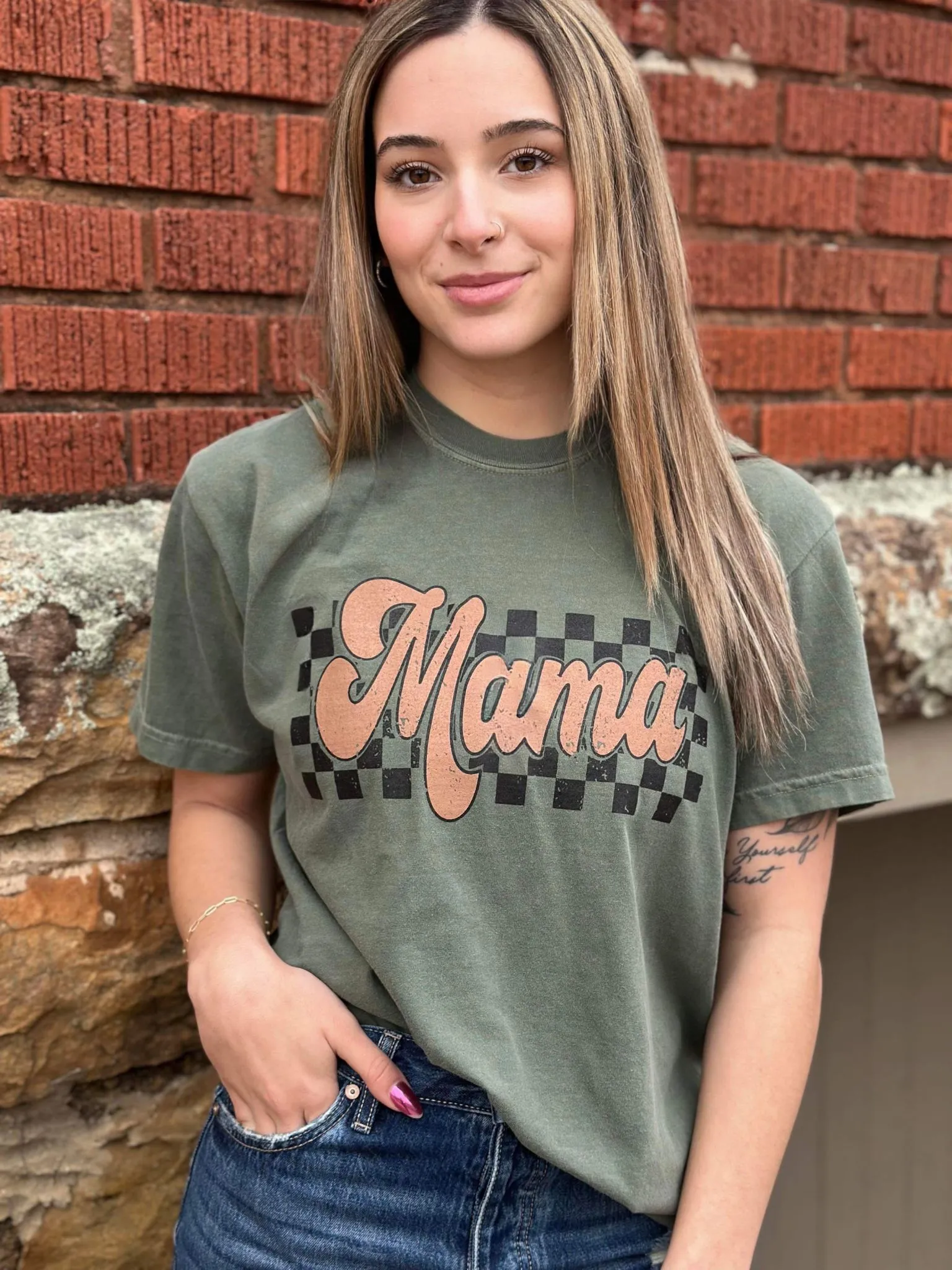 Retro Checkered Mama Tee