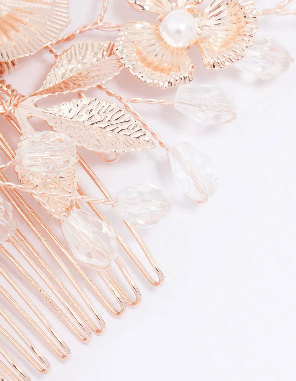 Rose Gold Pearl Flower Hair Comb