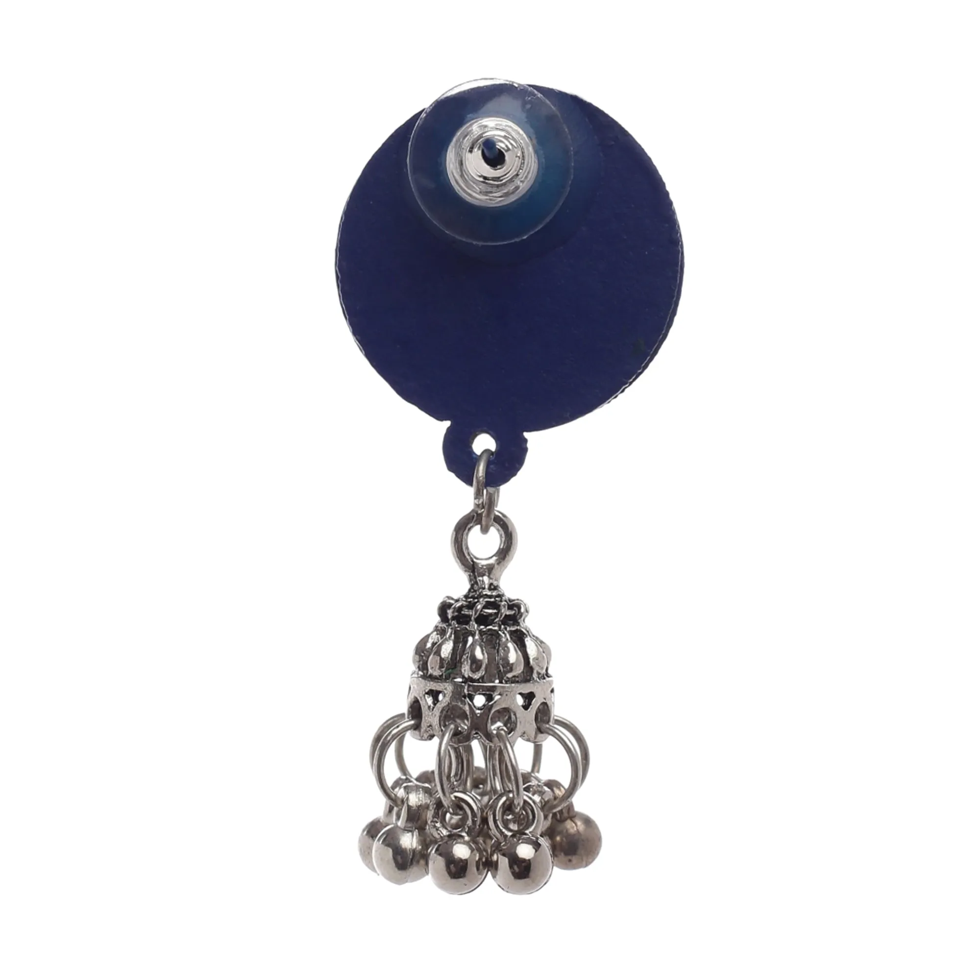 Round Blue Jhumki Earring