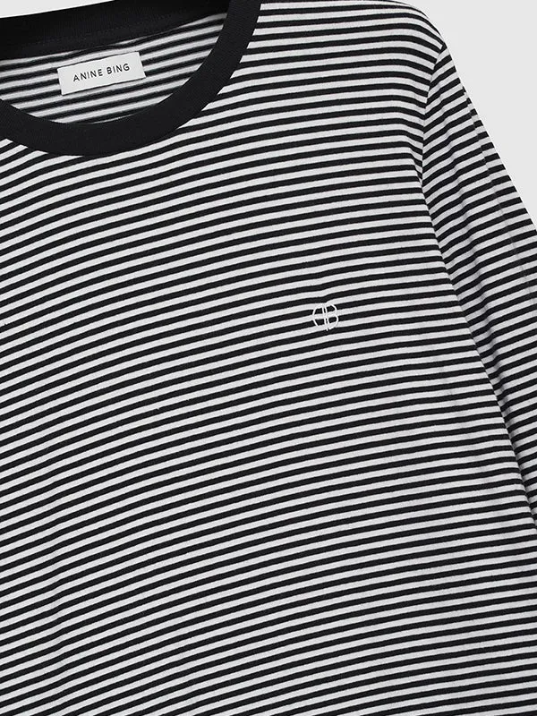 Rylan Tee in Black and White Stripe