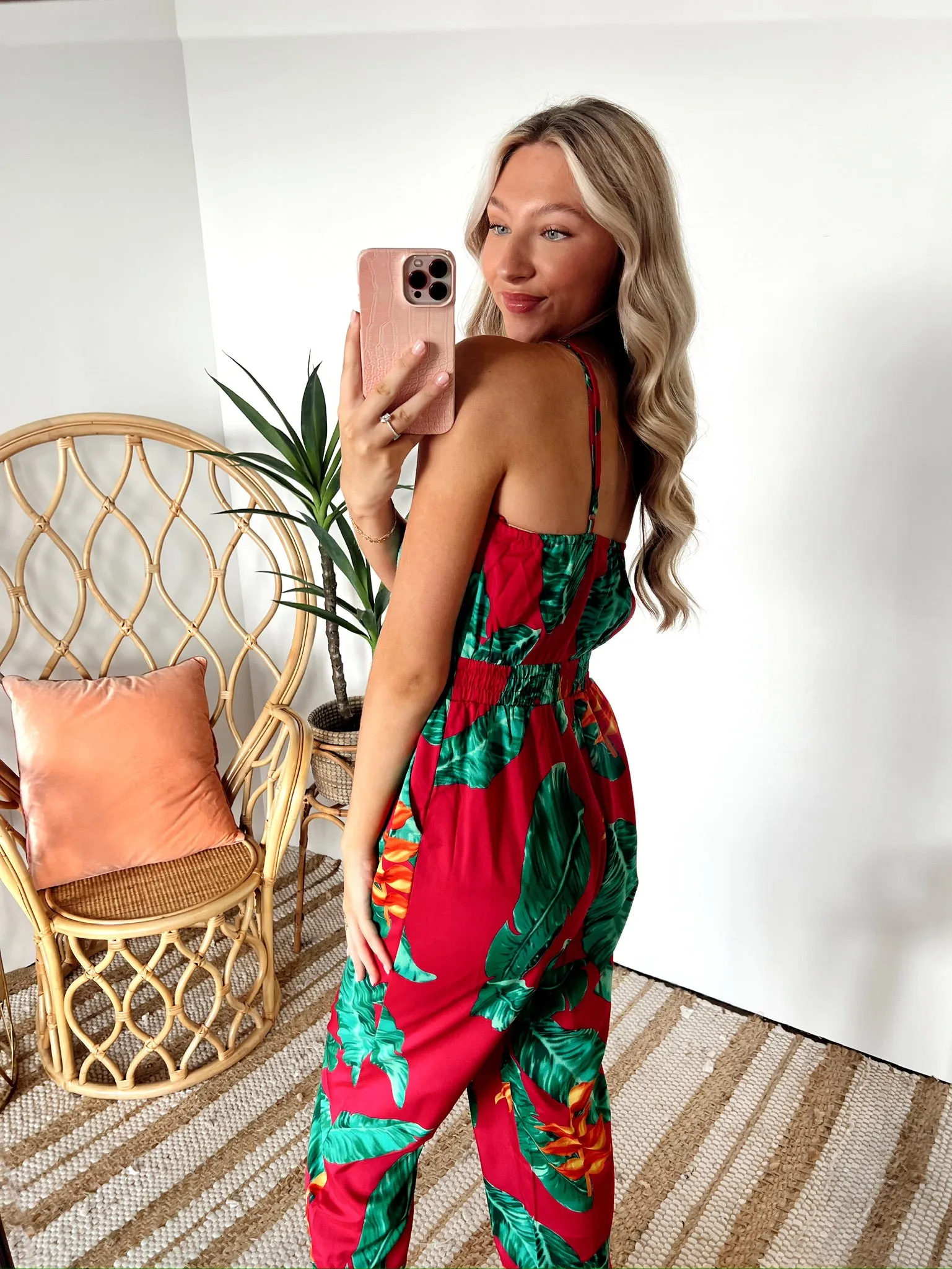 SIZE LARGE TROPIC GLAM PRINTED JUMPSUIT