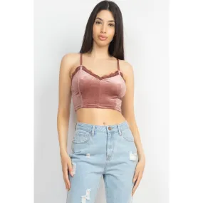 Sleeveless Corset Velvet Crop Top