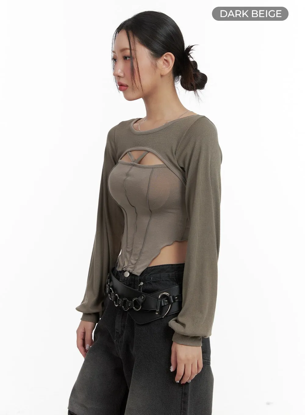 Solid Cut Out Crop Top CA416