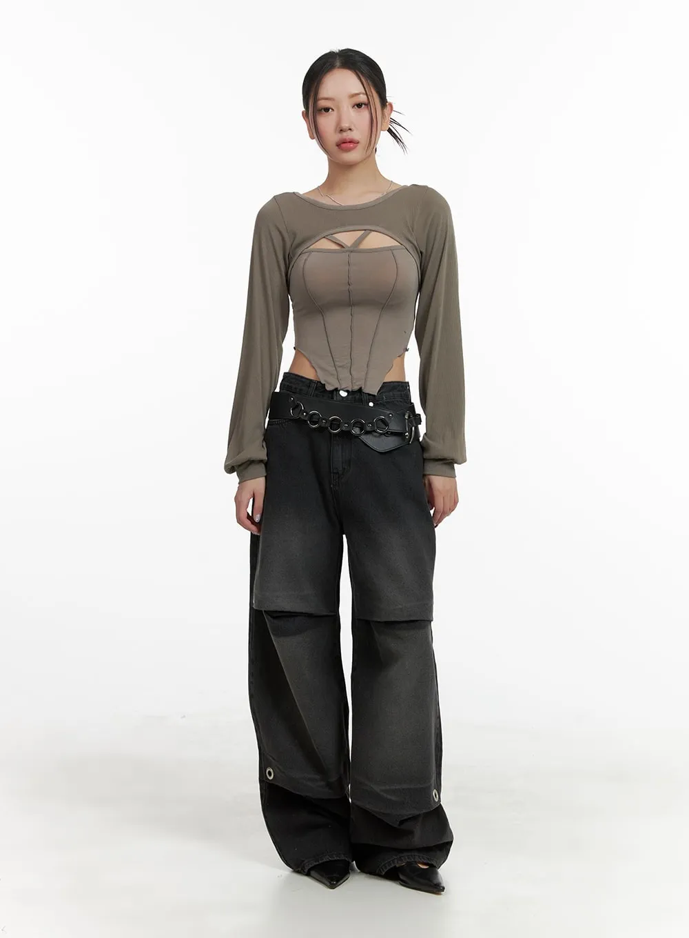 Solid Cut Out Crop Top CA416