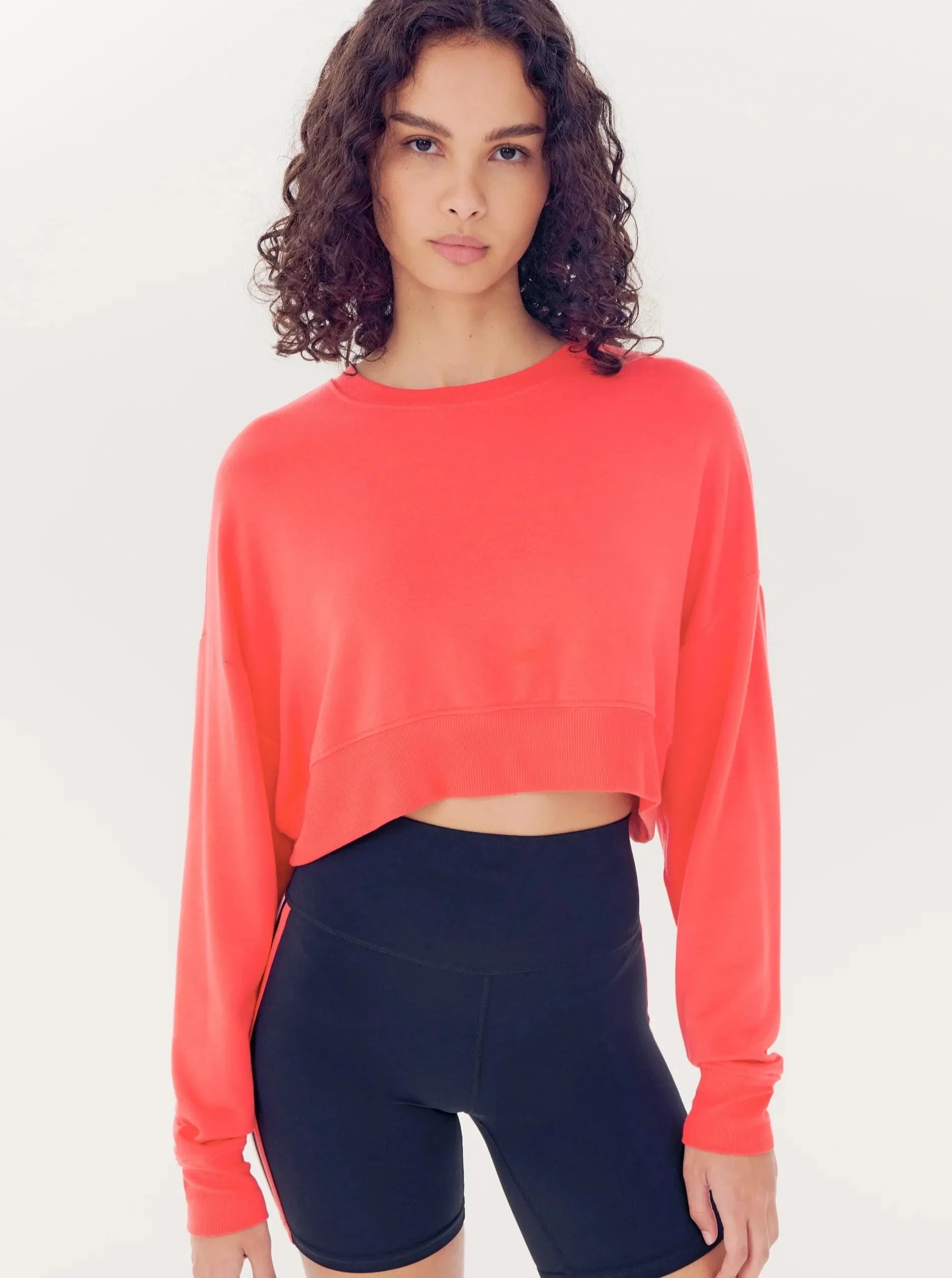 Splits59 Noah Fleece Crop Sweatshirt - Melon