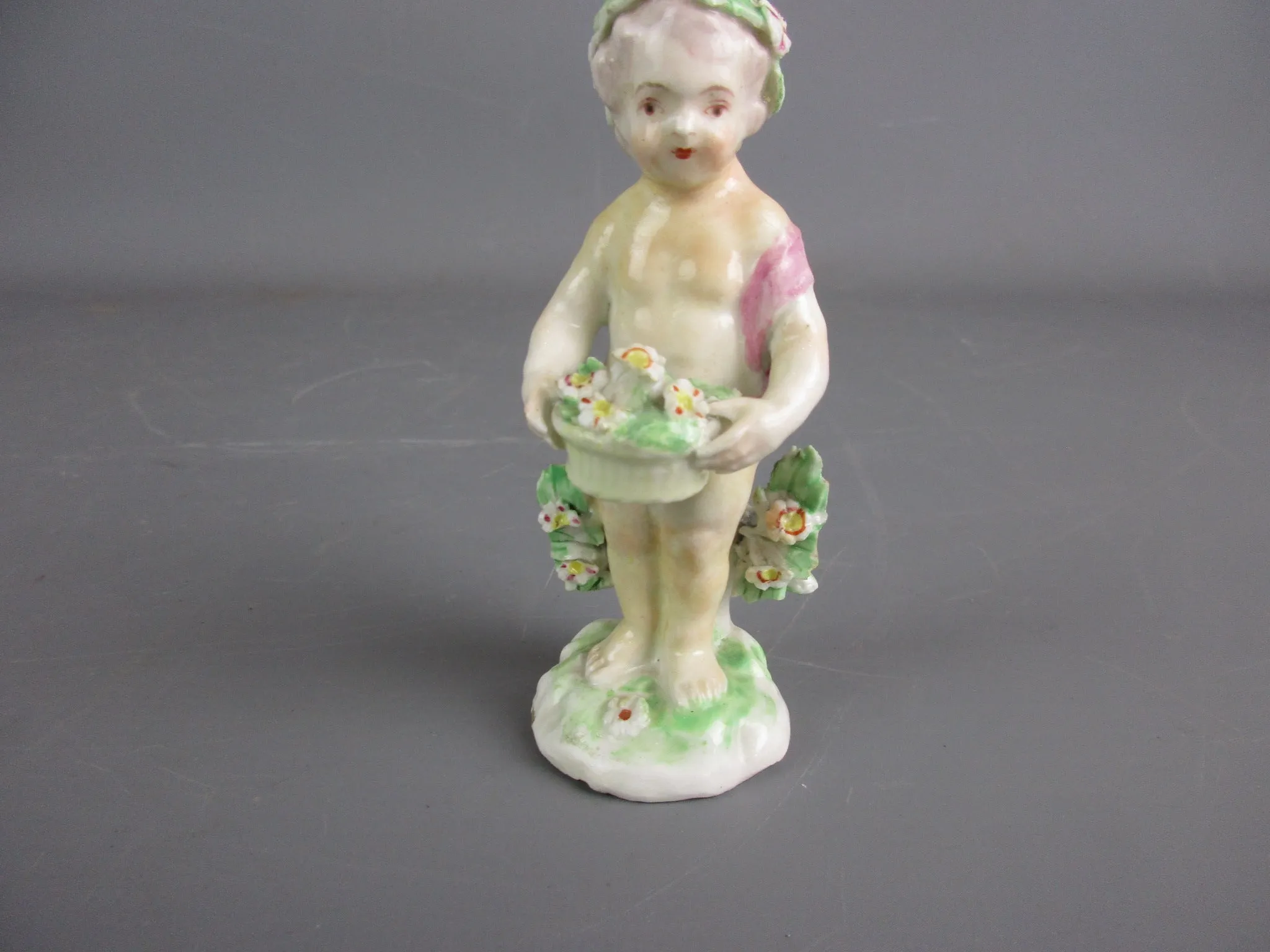 Staffordshire Ceramic Flower Boy Fairy Style Figurine Antique Victorian c1900