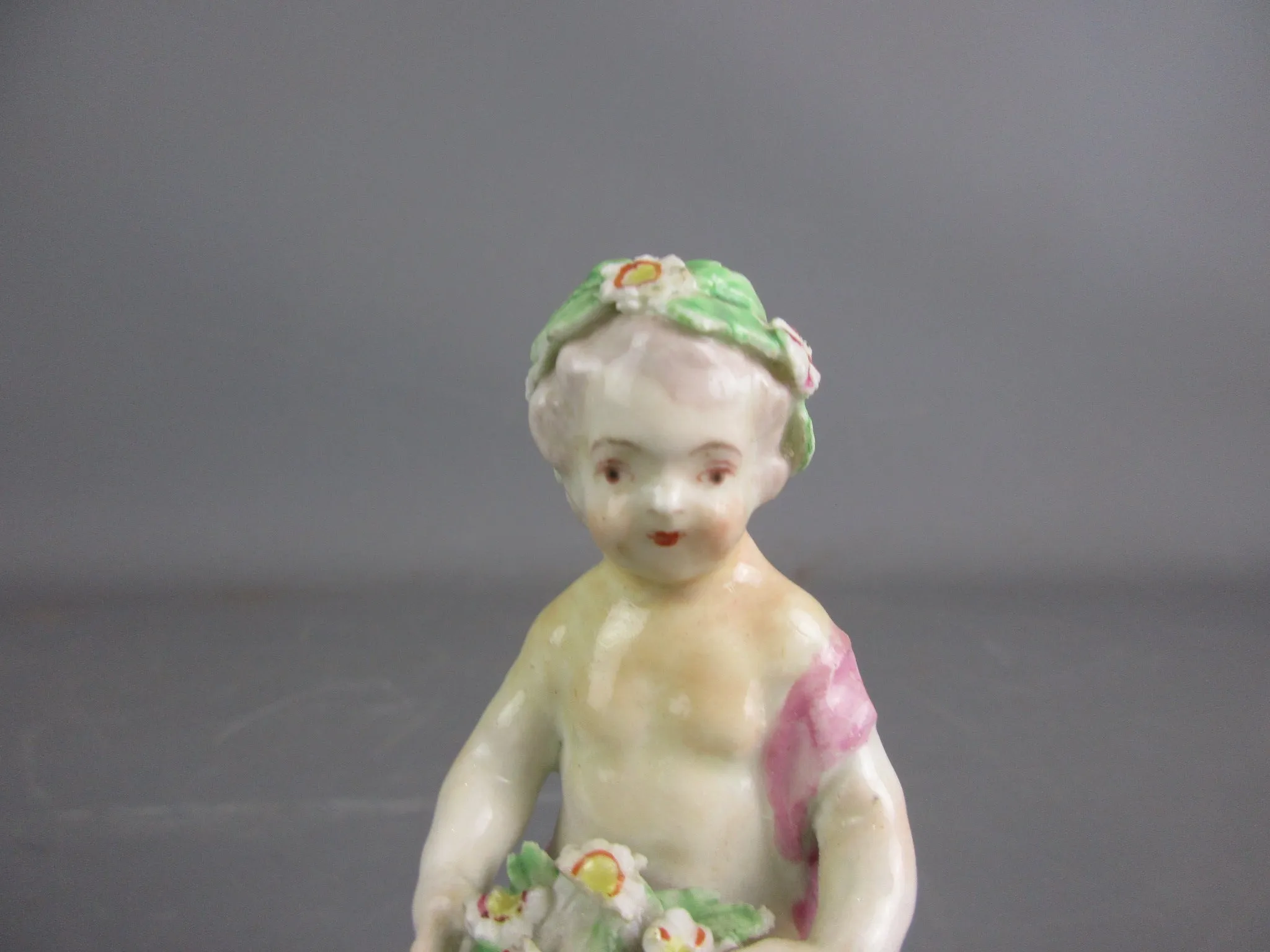 Staffordshire Ceramic Flower Boy Fairy Style Figurine Antique Victorian c1900