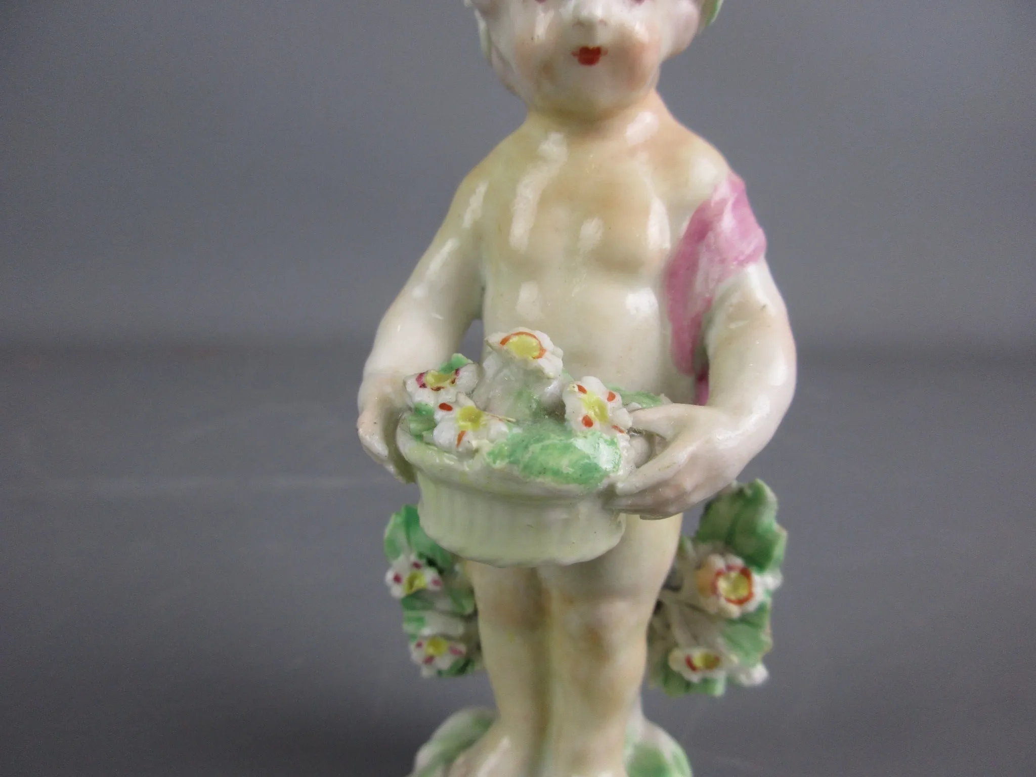 Staffordshire Ceramic Flower Boy Fairy Style Figurine Antique Victorian c1900