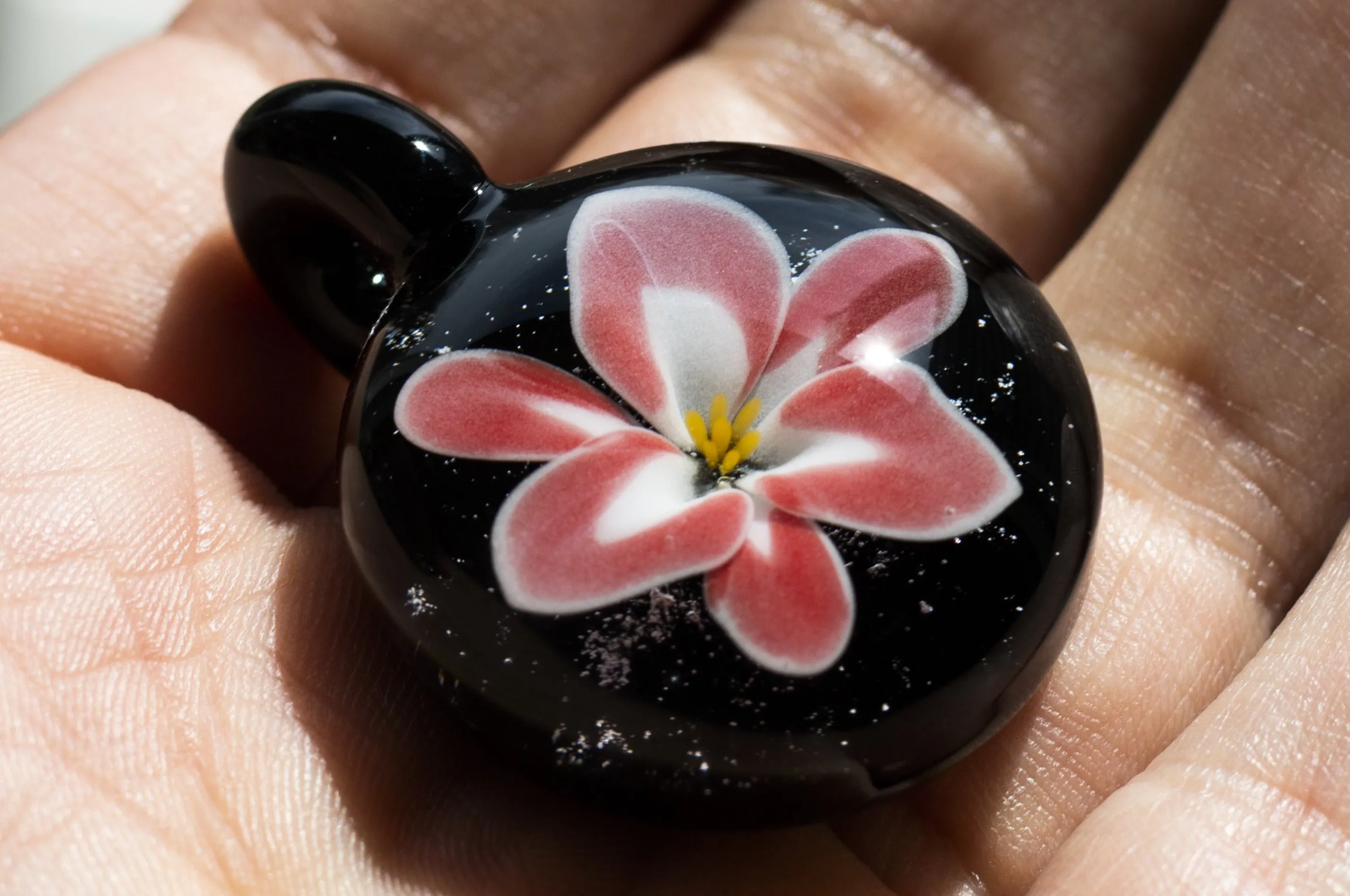 Stargazer Lily Flower Pendant with Infused Cremains