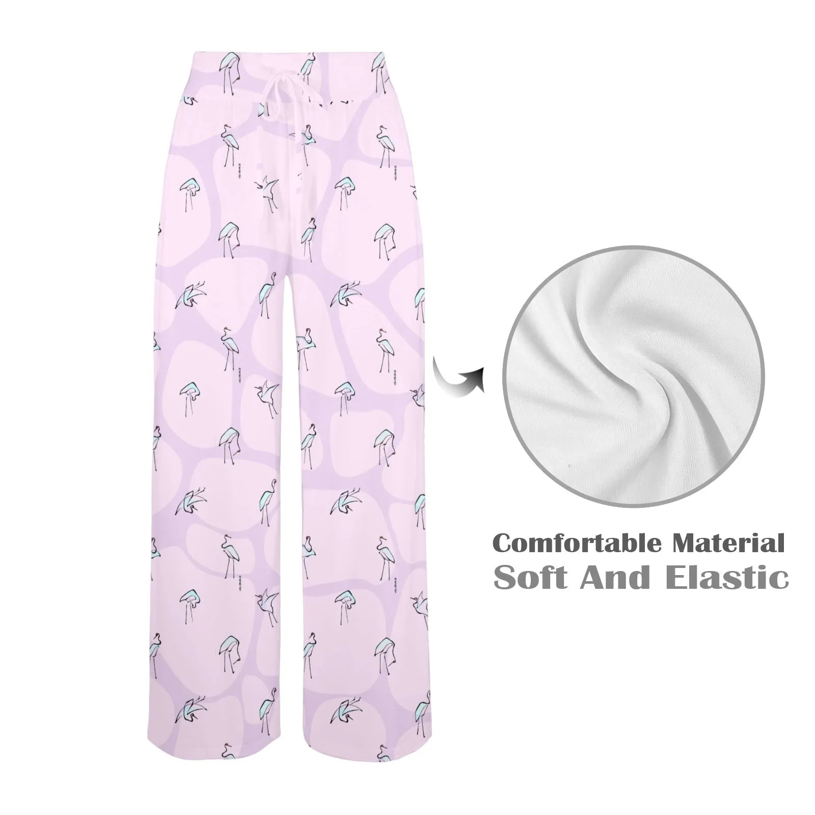 swan print yoga_leggings_template-Recovered-Recovered copy-Recovered Women's Wide Leg Lounge Pants (Model L77)