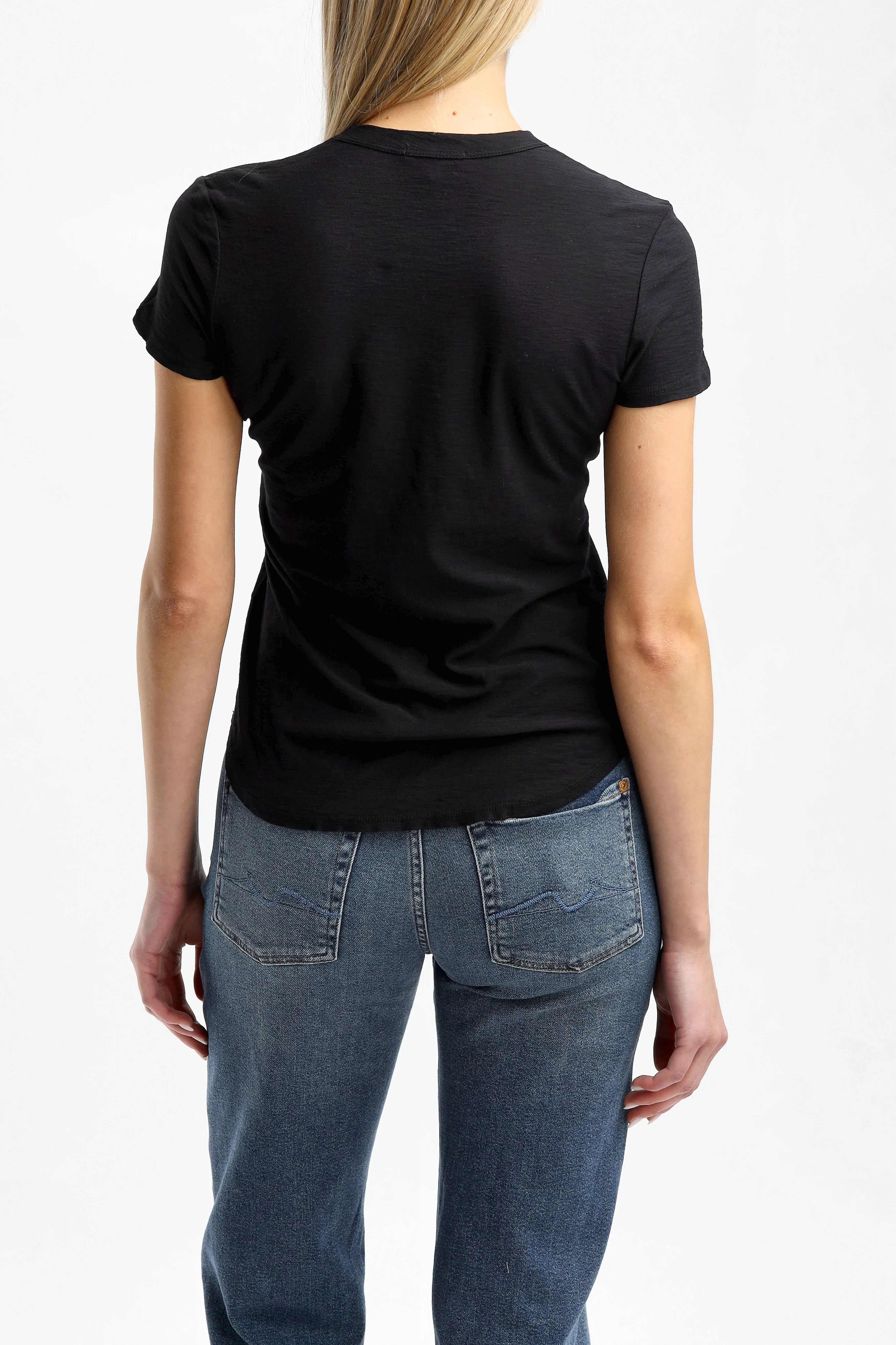 T-Shirt Sheer Slub Crew in Schwarz